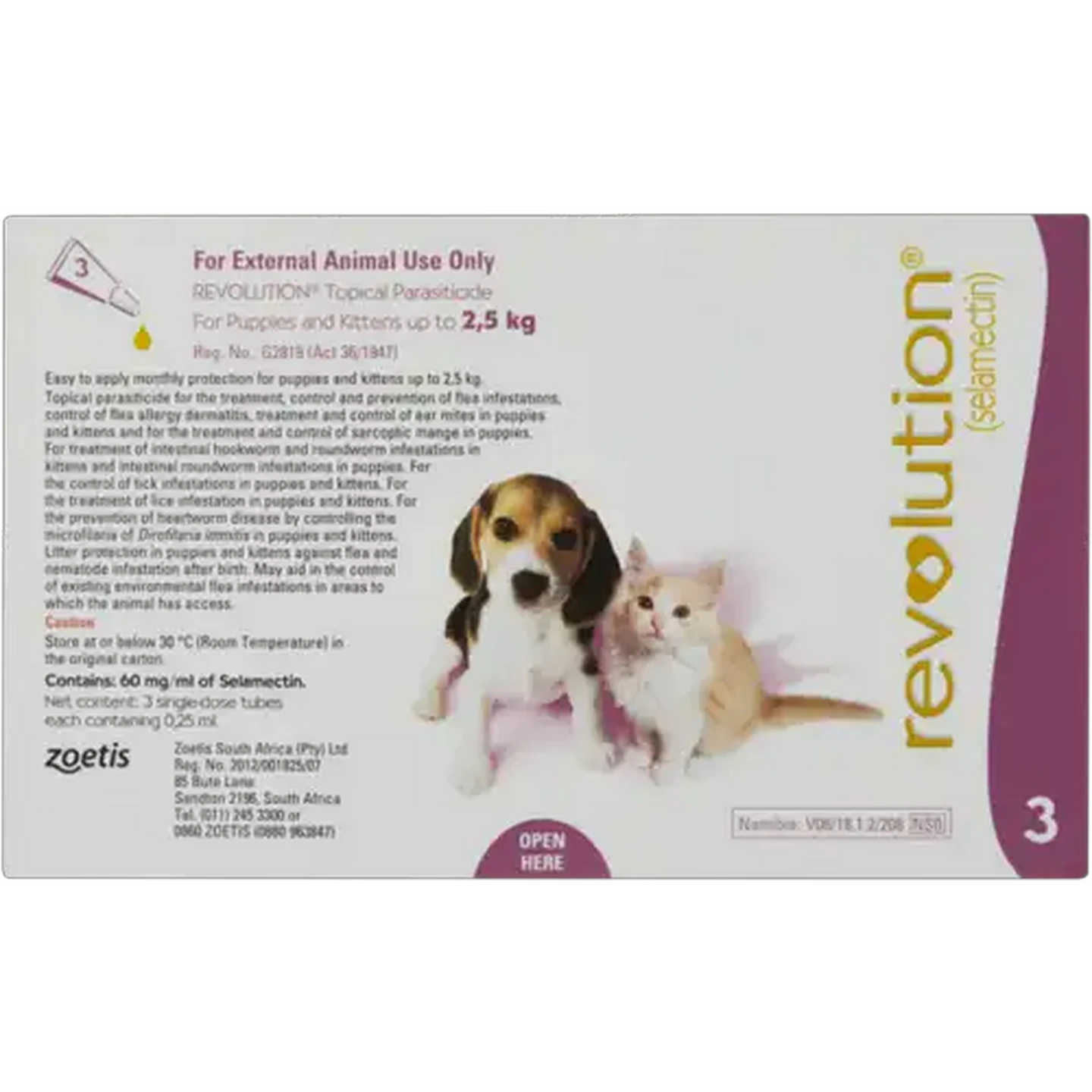 Image of Revolution Small Topical Parasiticide for Puppies & Kittens 3 x 0.25ml 