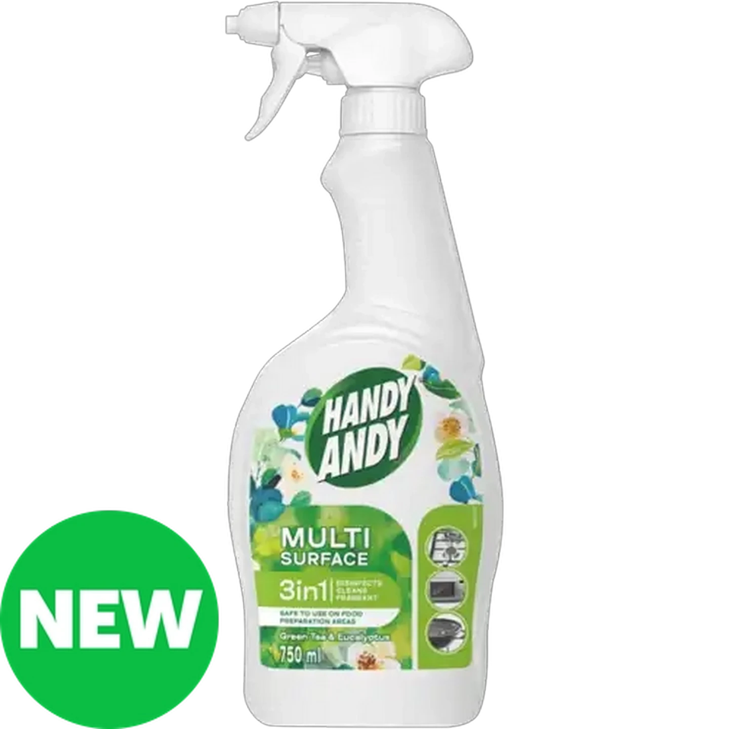 Image of Handy Andy Green Tea & Eucalyptus 3-in-1 Multi-Surface Cleaner Spray 750ml 