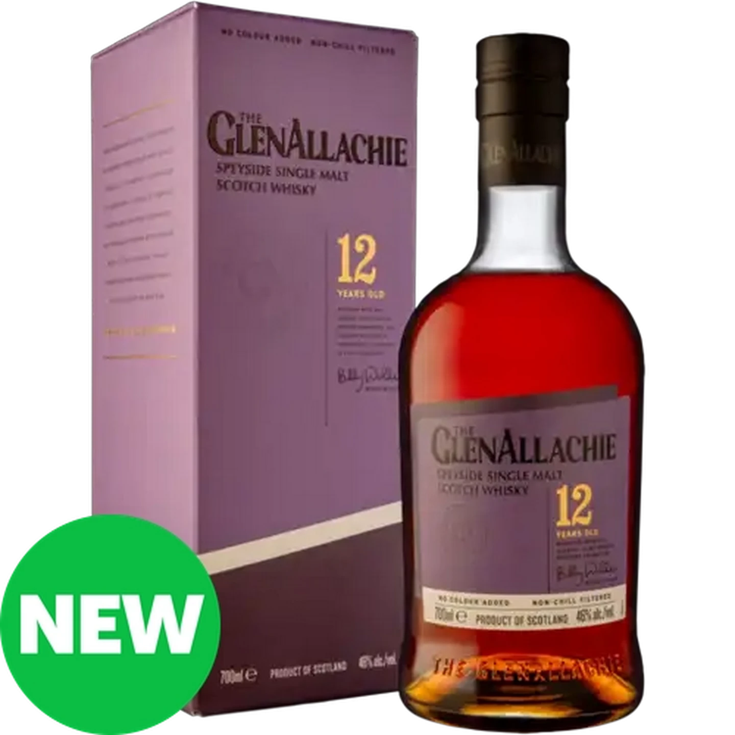 Image of The GlenAllachie 12 Year Old Speyside Single Malt Whisky Bottle 700ml 