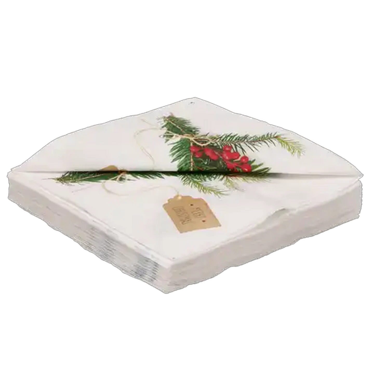 Image of Atelier Christmas Evergreen & Berries Napkins 3-Ply 33 x 33cm 20-Pack