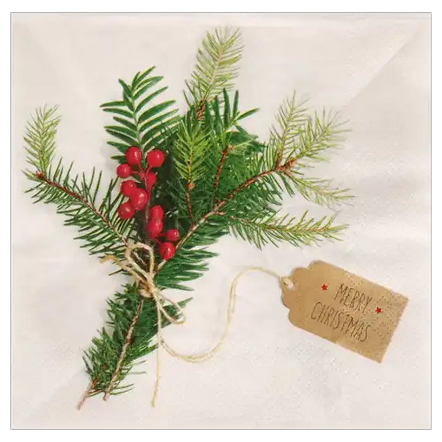 Image of Atelier Christmas Evergreen & Berries Napkins 3-Ply 33 x 33cm 20-Pack