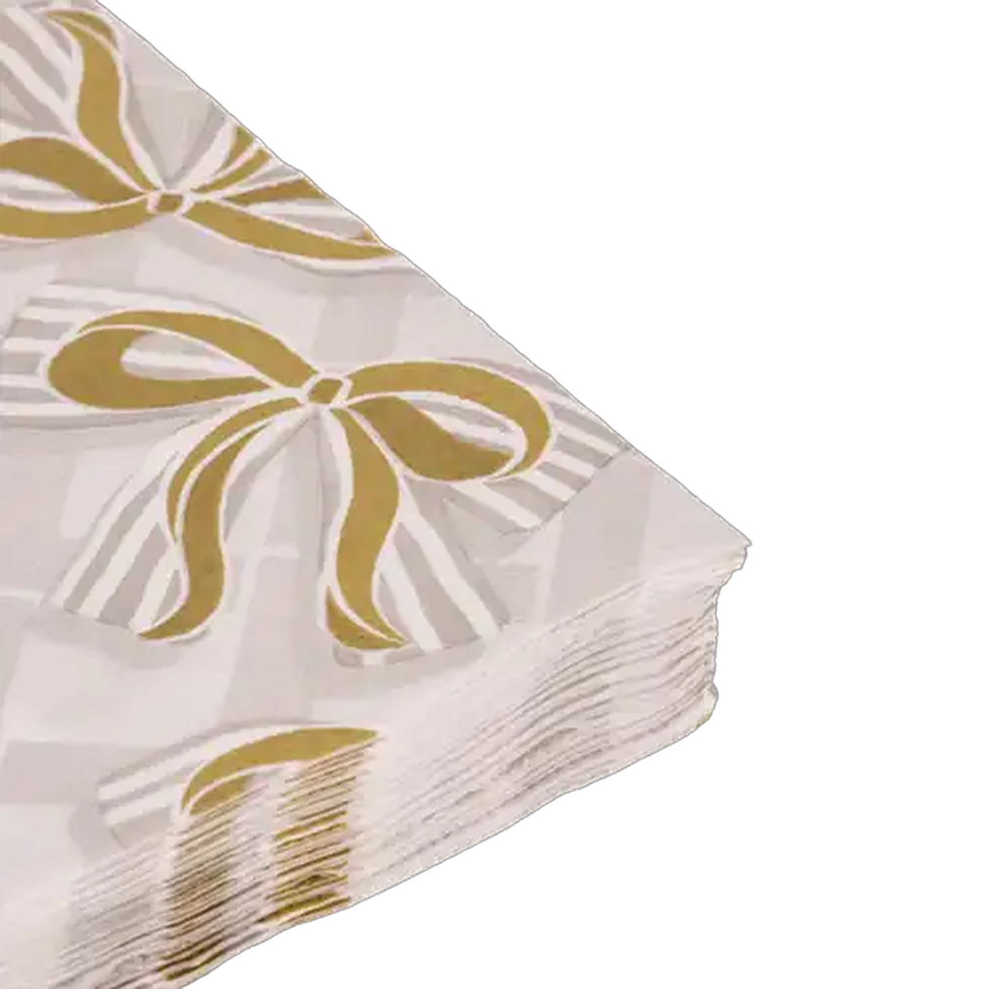 Image of Christmas Gold Bows Christmas Napkins 33 x 33cm 20-Pack