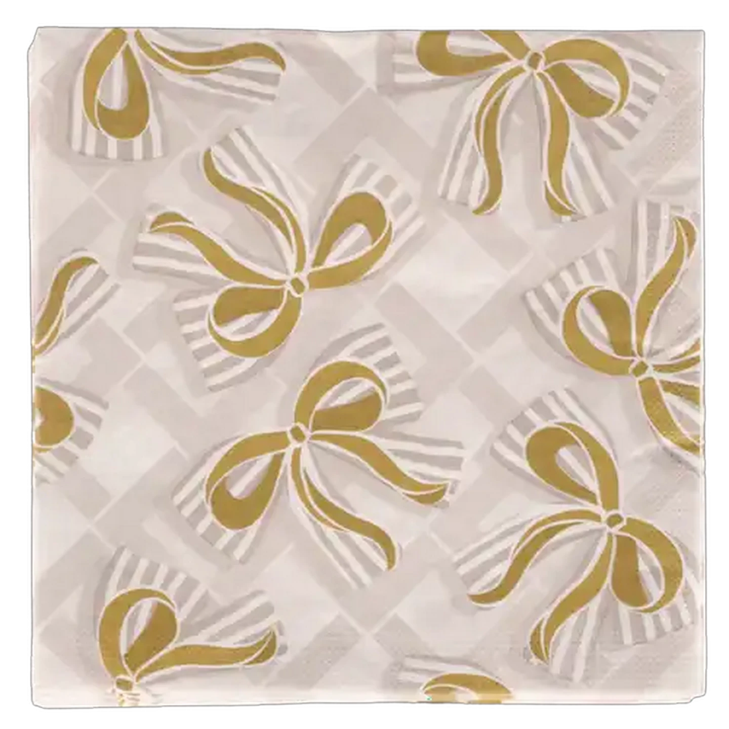 Image of Christmas Gold Bows Christmas Napkins 33 x 33cm 20-Pack
