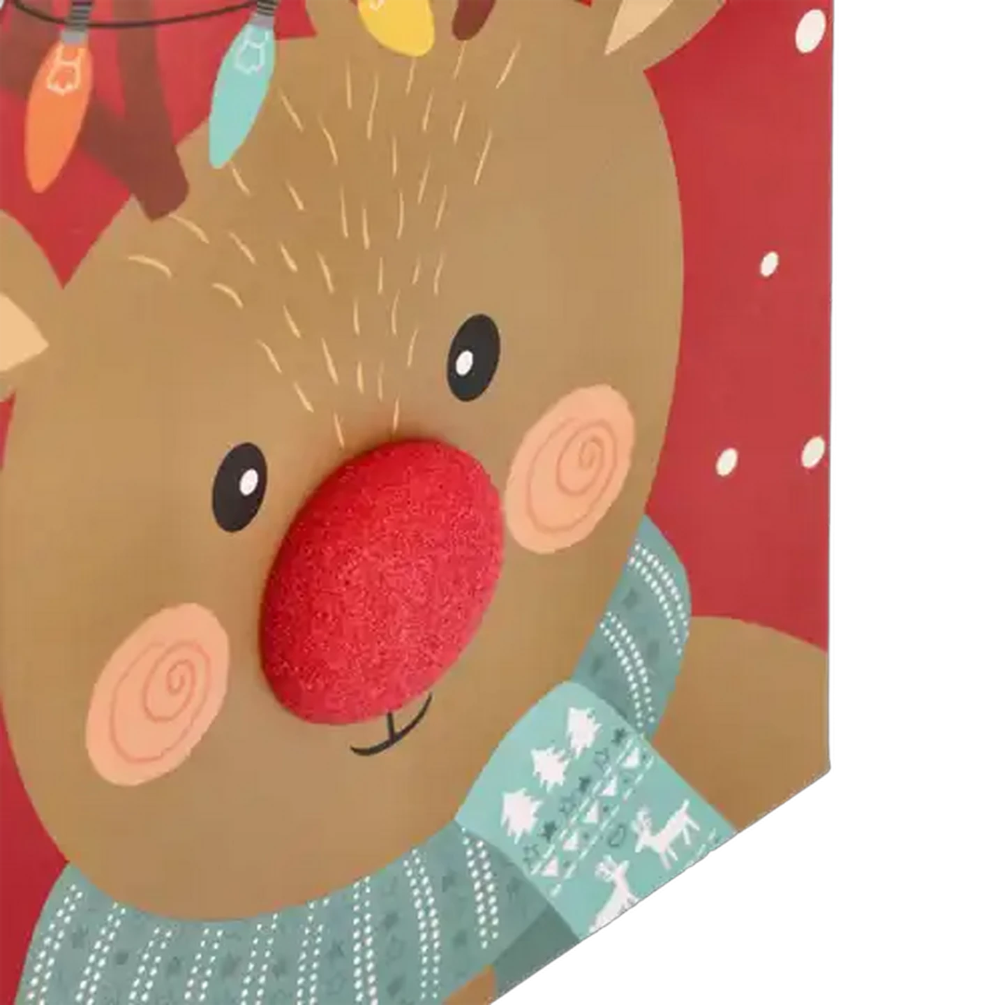 Image of Small Christmas Reindeer Gift Bag with 3D Pom Pom Nose