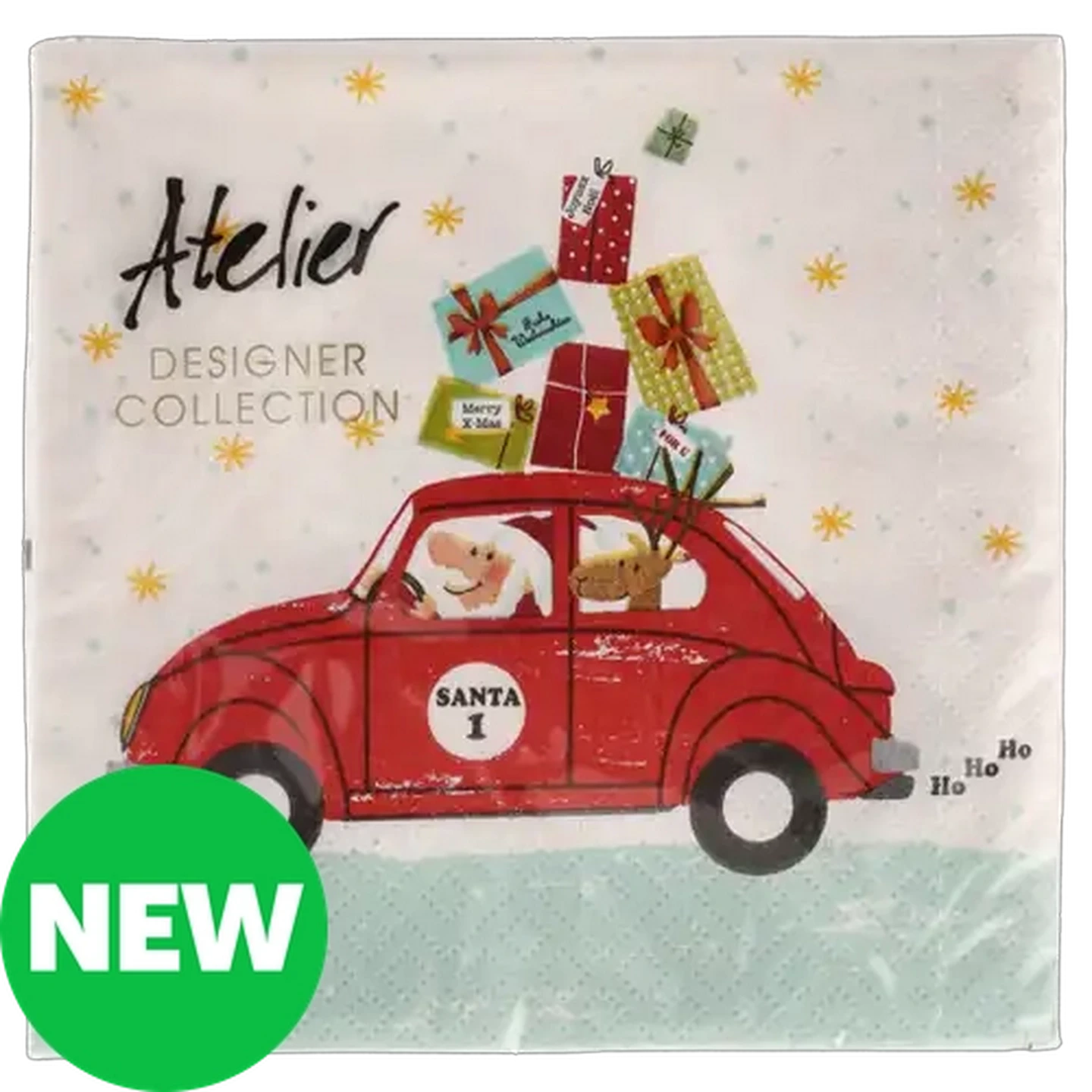 Image of Atelier Santa's Car Christmas Napkins 3-Ply 33 x 33cm 20-Pack