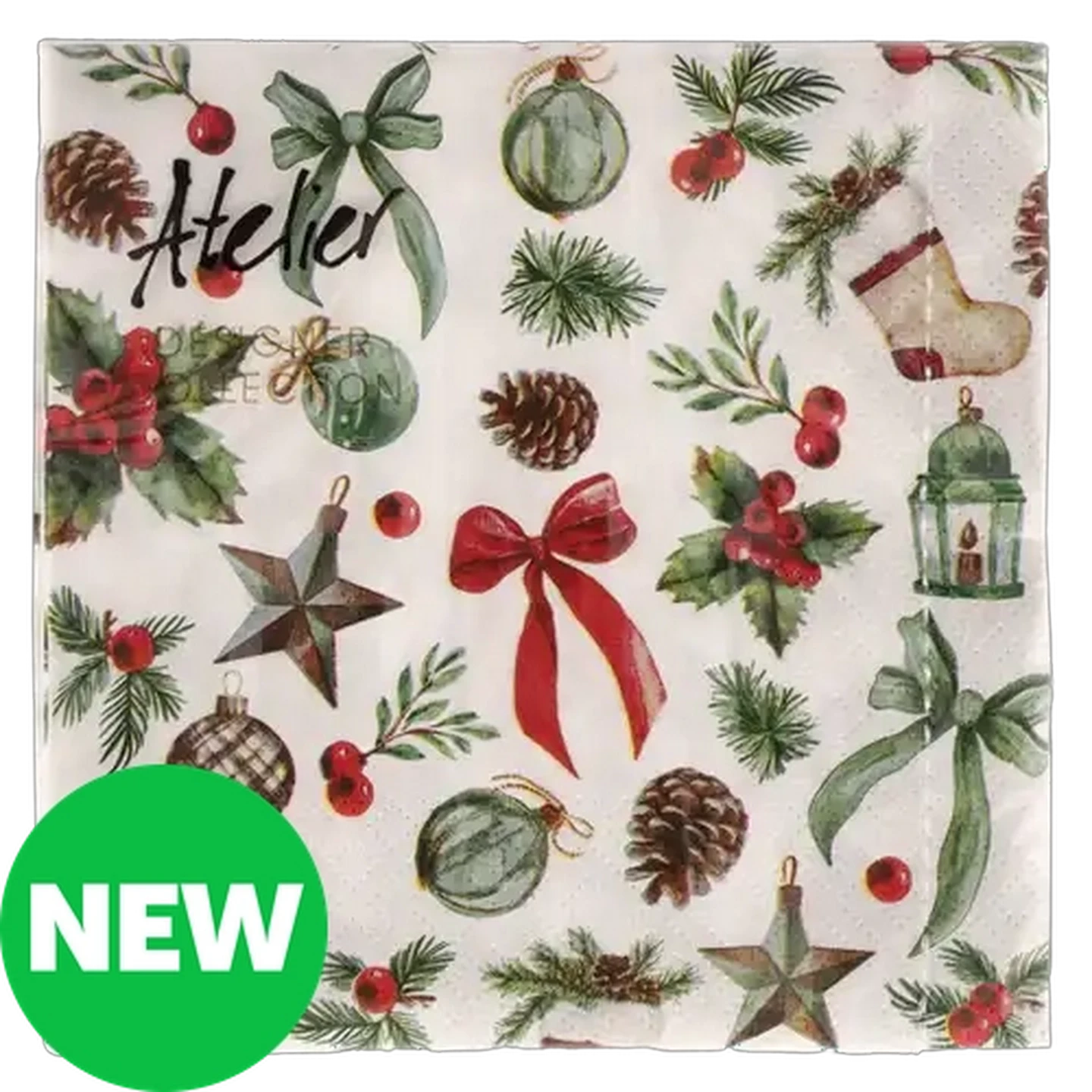 Image of Atelier Festive Christmas Napkins 3-Ply 33 x 33cm 20-Pack