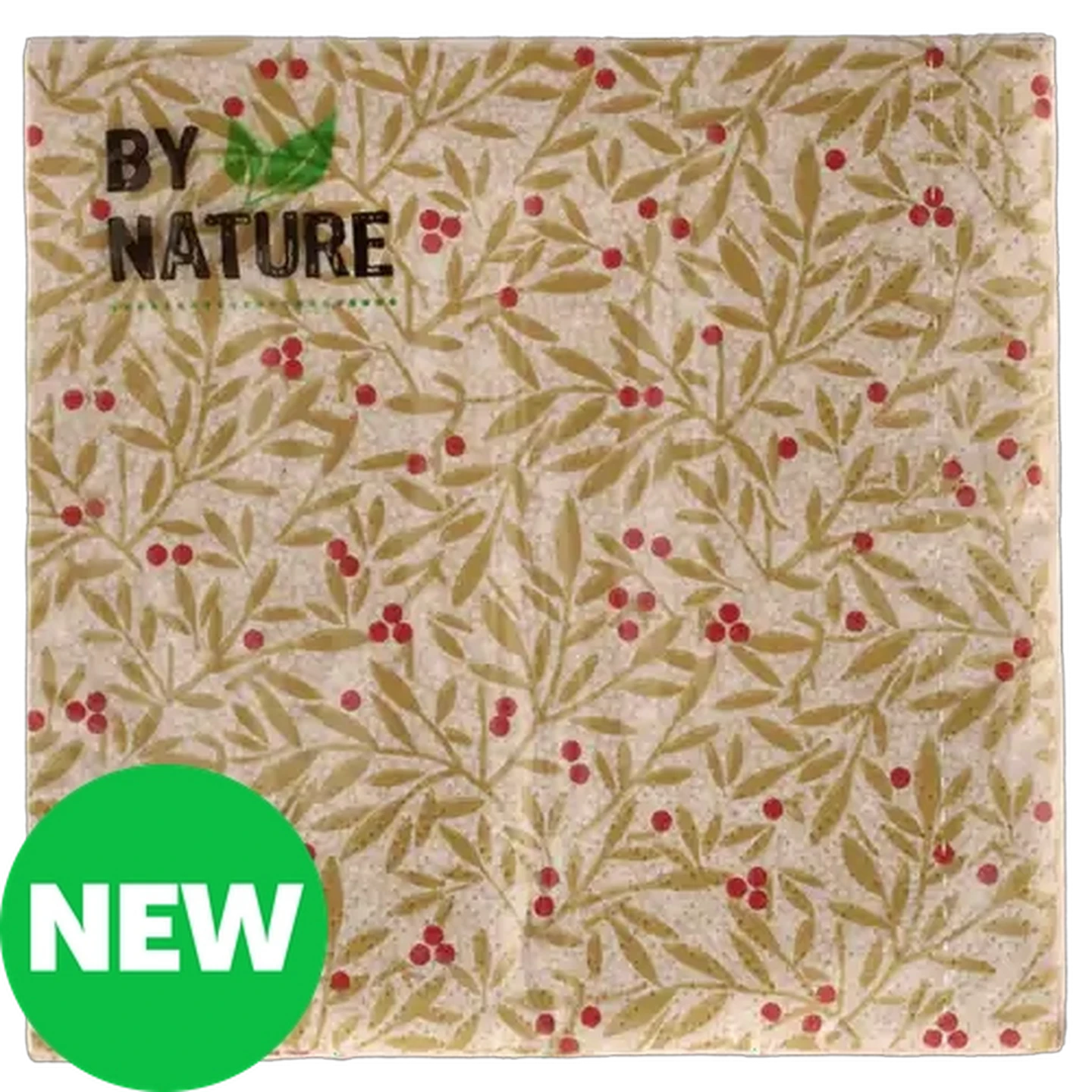 Image of By Nature Leave & Berries Christmas Napkins 3-Ply 33 x 33cm 20-Pack