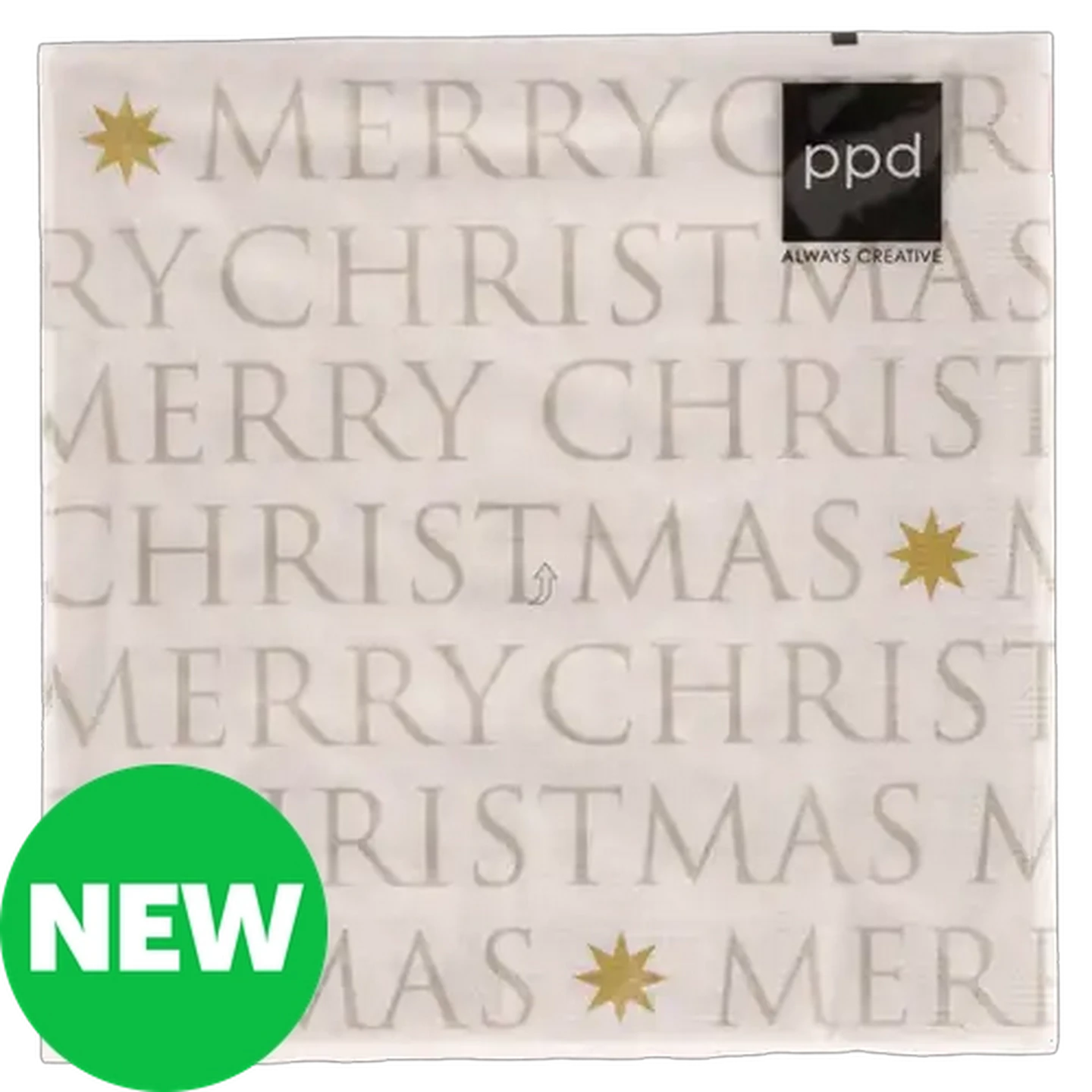 Image of Merry Christmas Metallic Gold Letter Napkins 3-Ply 33 x 33cm 20-Pack