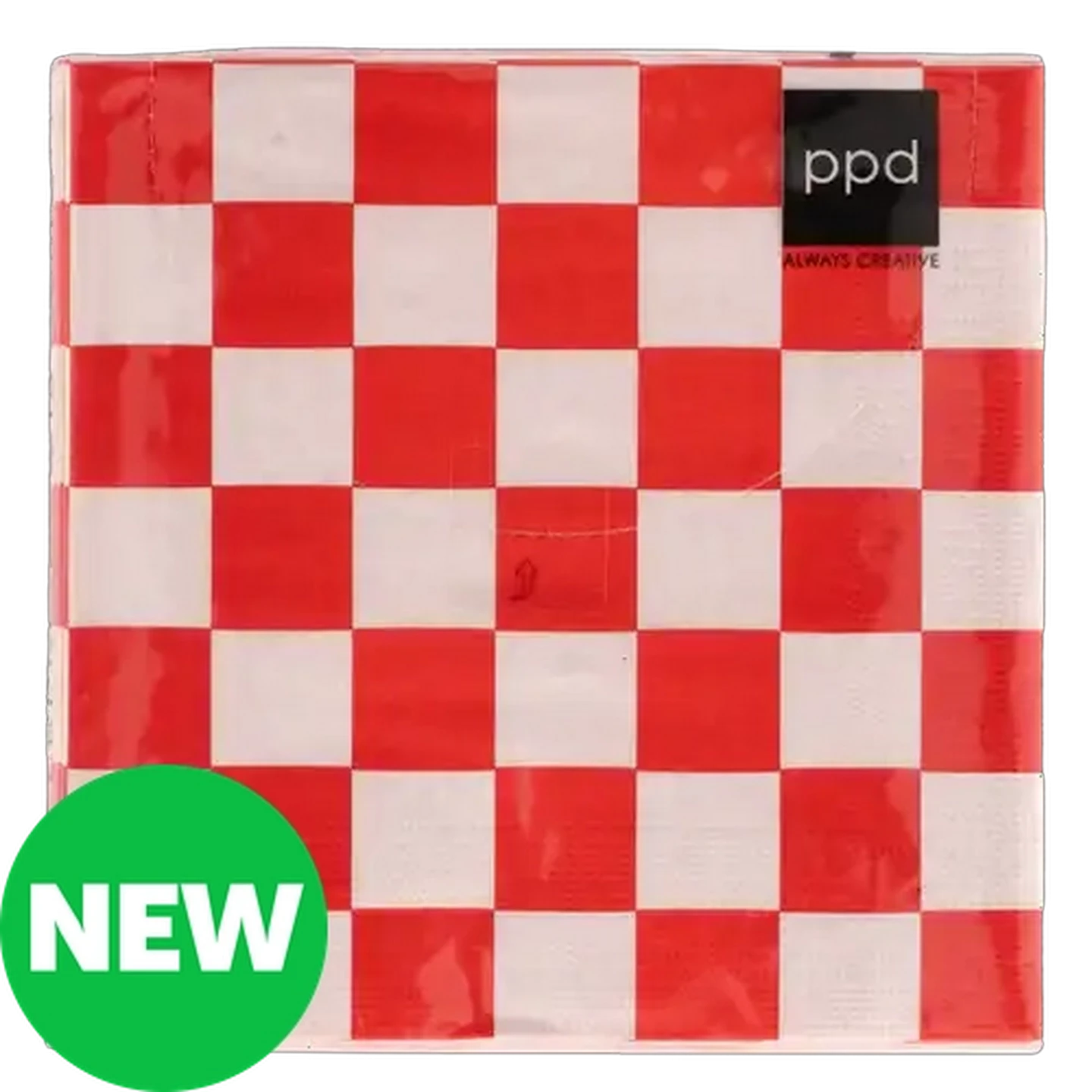 Image of Chessboard Red & White Christmas Napkins 3-Ply 33 x 33cm 20-Pack