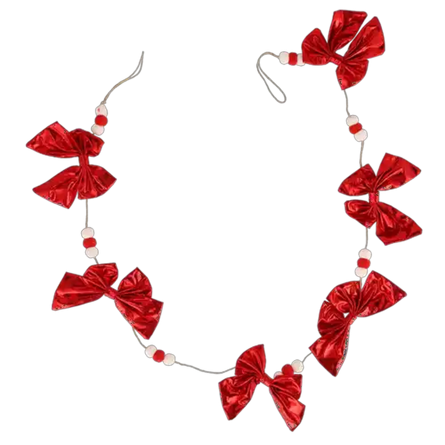 Image of Santa's Choice Garland Bow with Pom Poms 150cm (Colour May Vary)