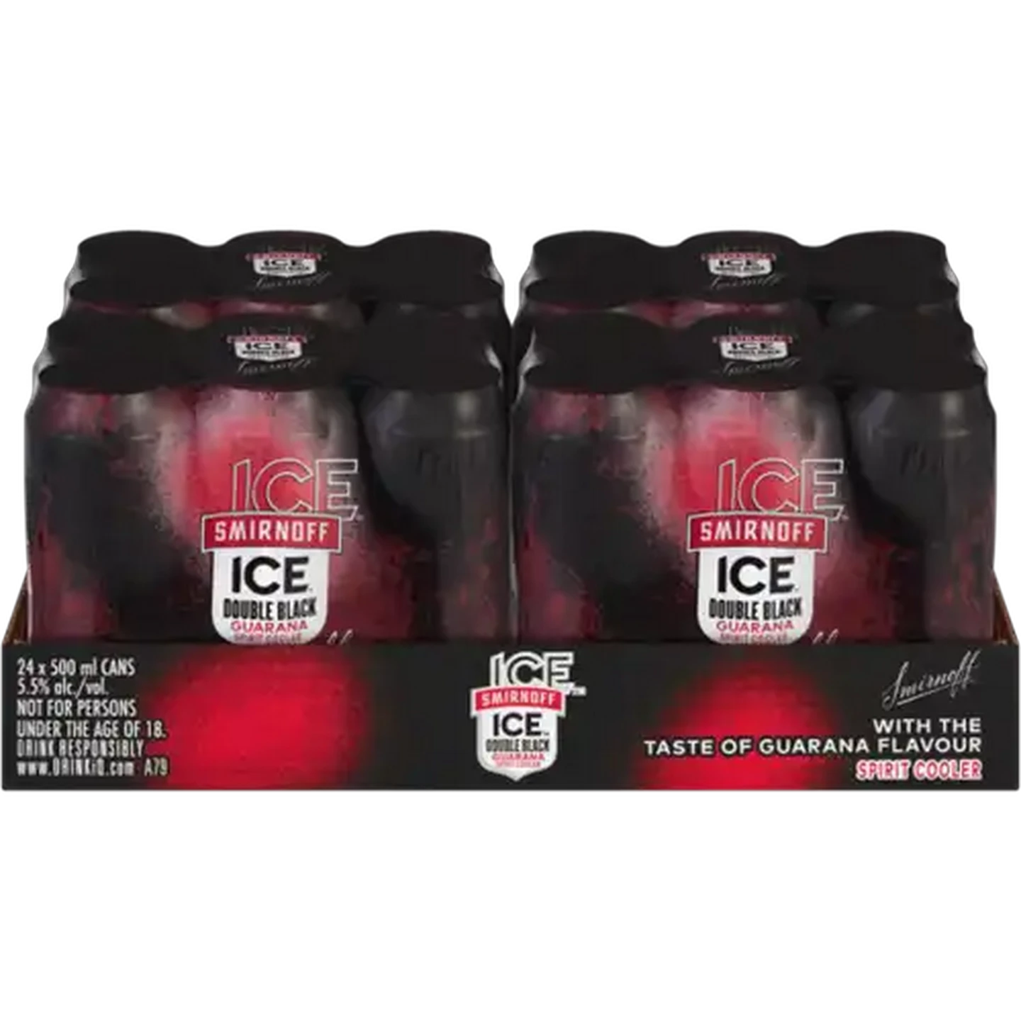 Image of Smirnoff Ice Guarana Double Black Spirit Cooler Cans 24 x 500ml 