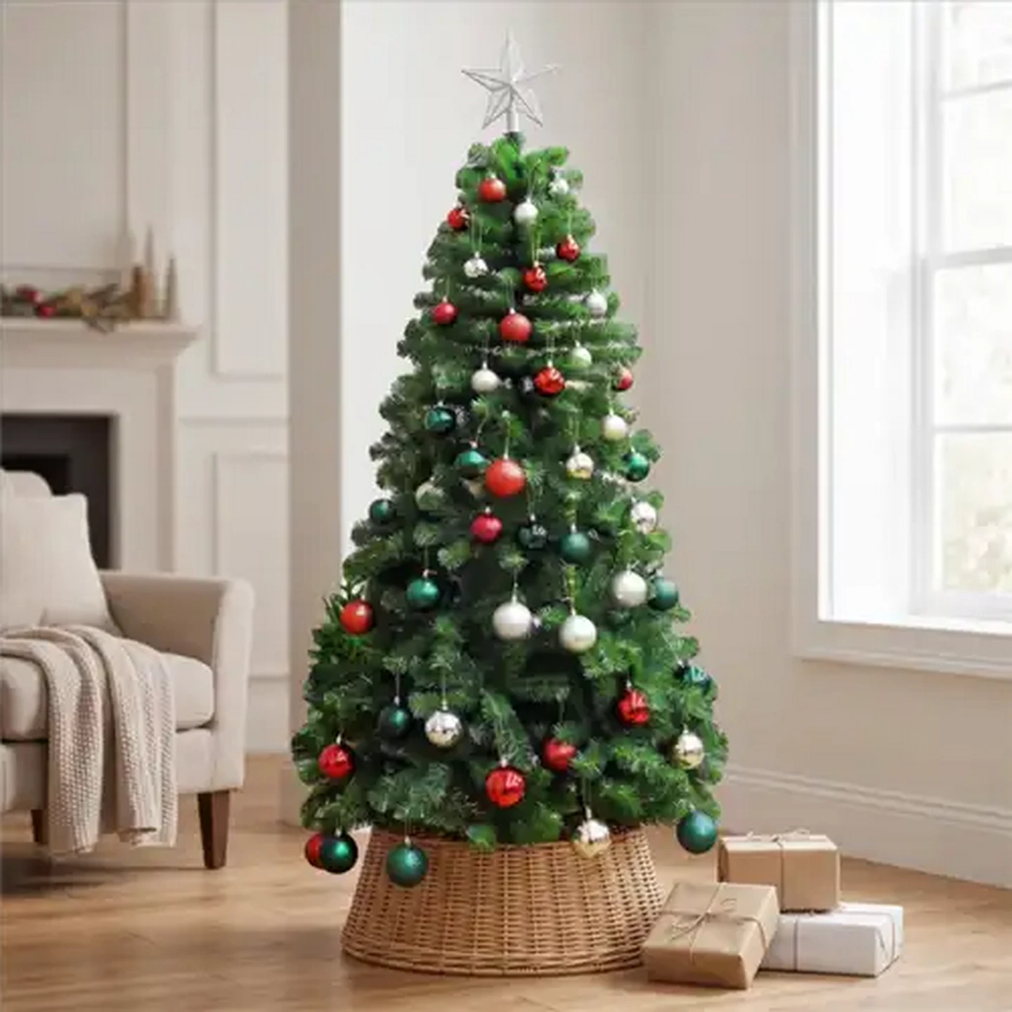 Image of Christmas Tree with Baubles 1.8m
