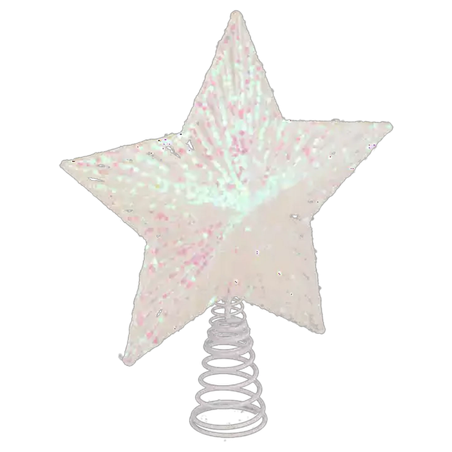 Image of Santa's Choice White Sequin Star Christmas Tree Topper 25cm