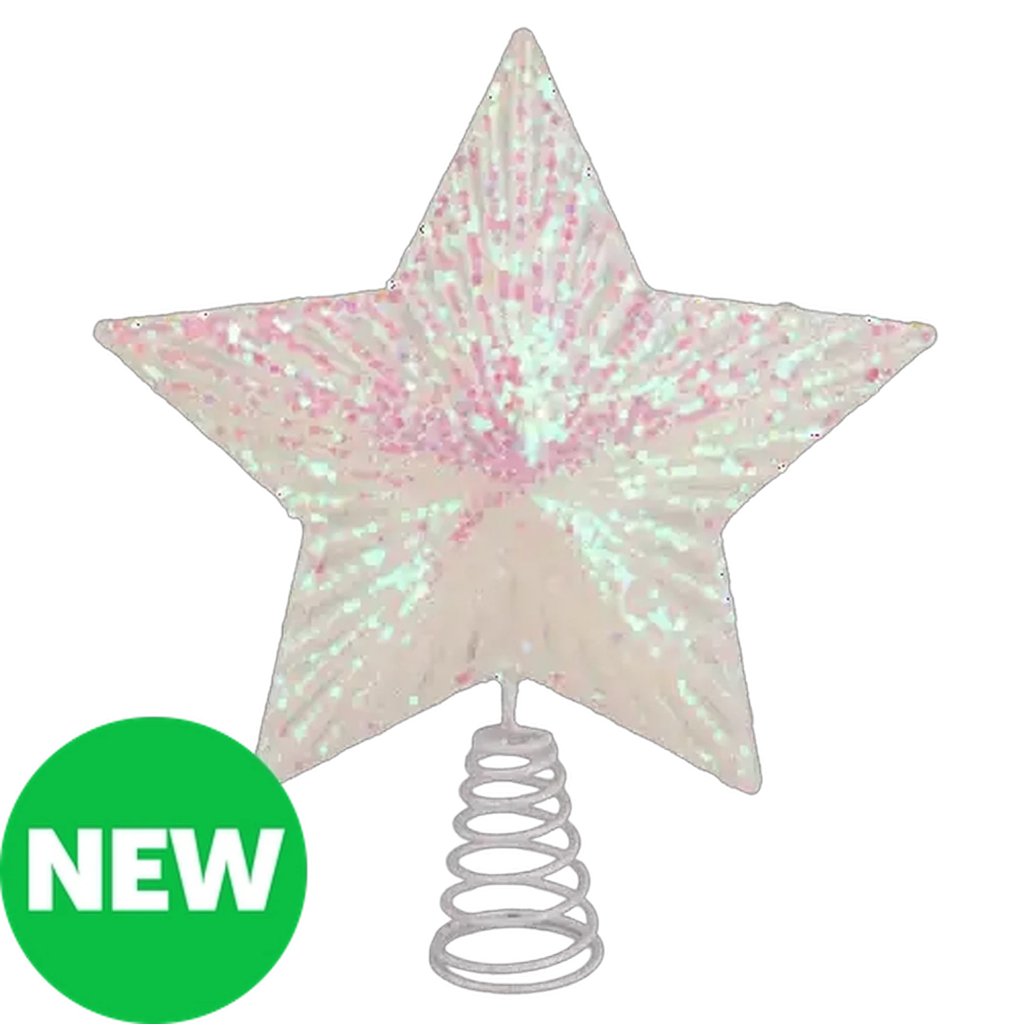 Image of Santa's Choice White Sequin Star Christmas Tree Topper 25cm