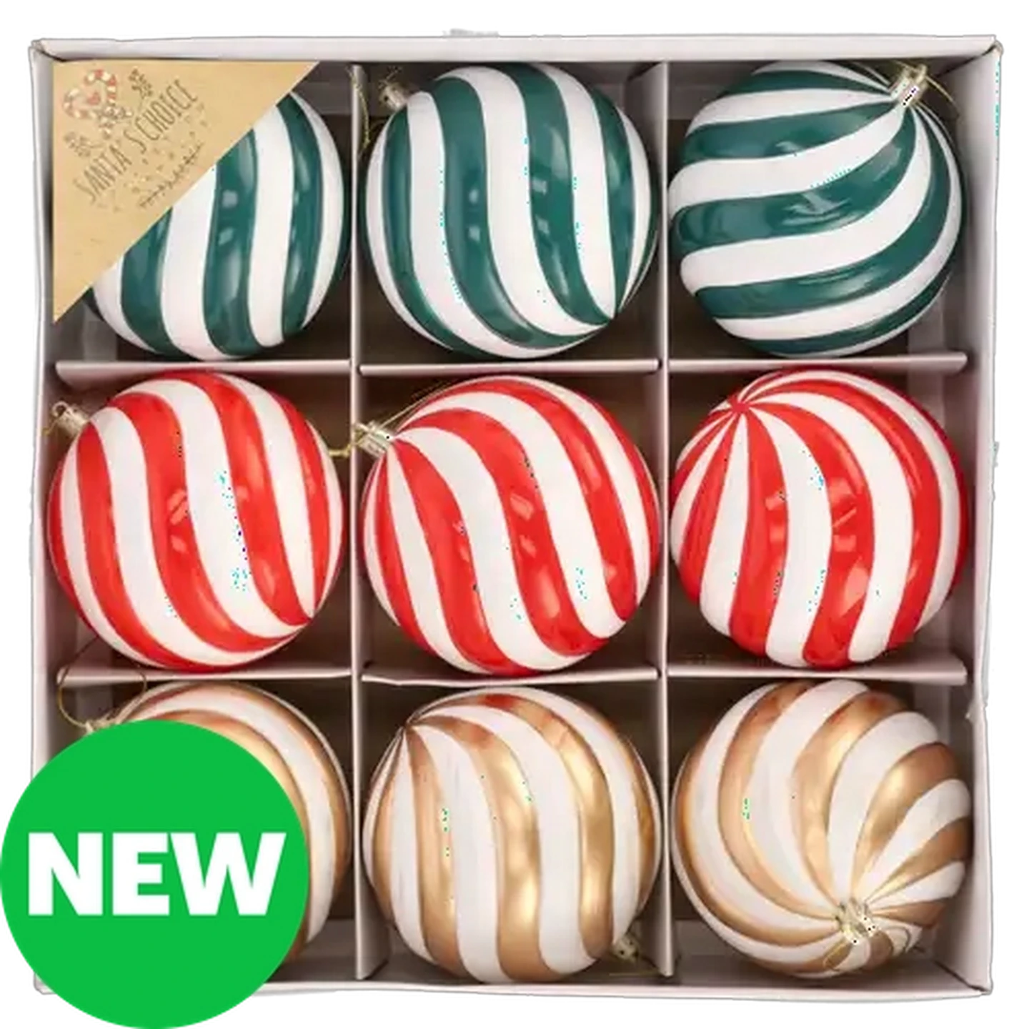 Image of Santa's Choice Christmas Baubles 10cm 9-Pack