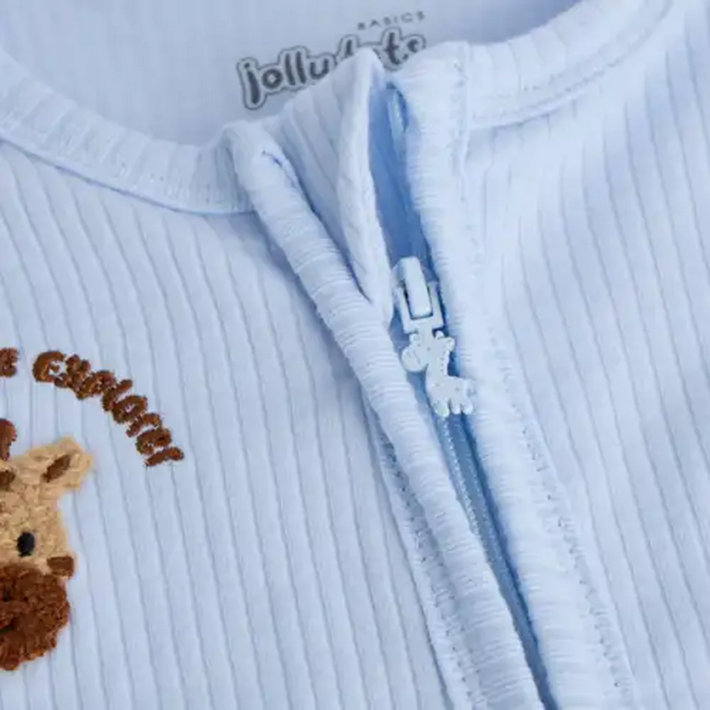 Image of Jolly Tots Basics Blue Ribbed Sleepsuit 12 - 18 Months