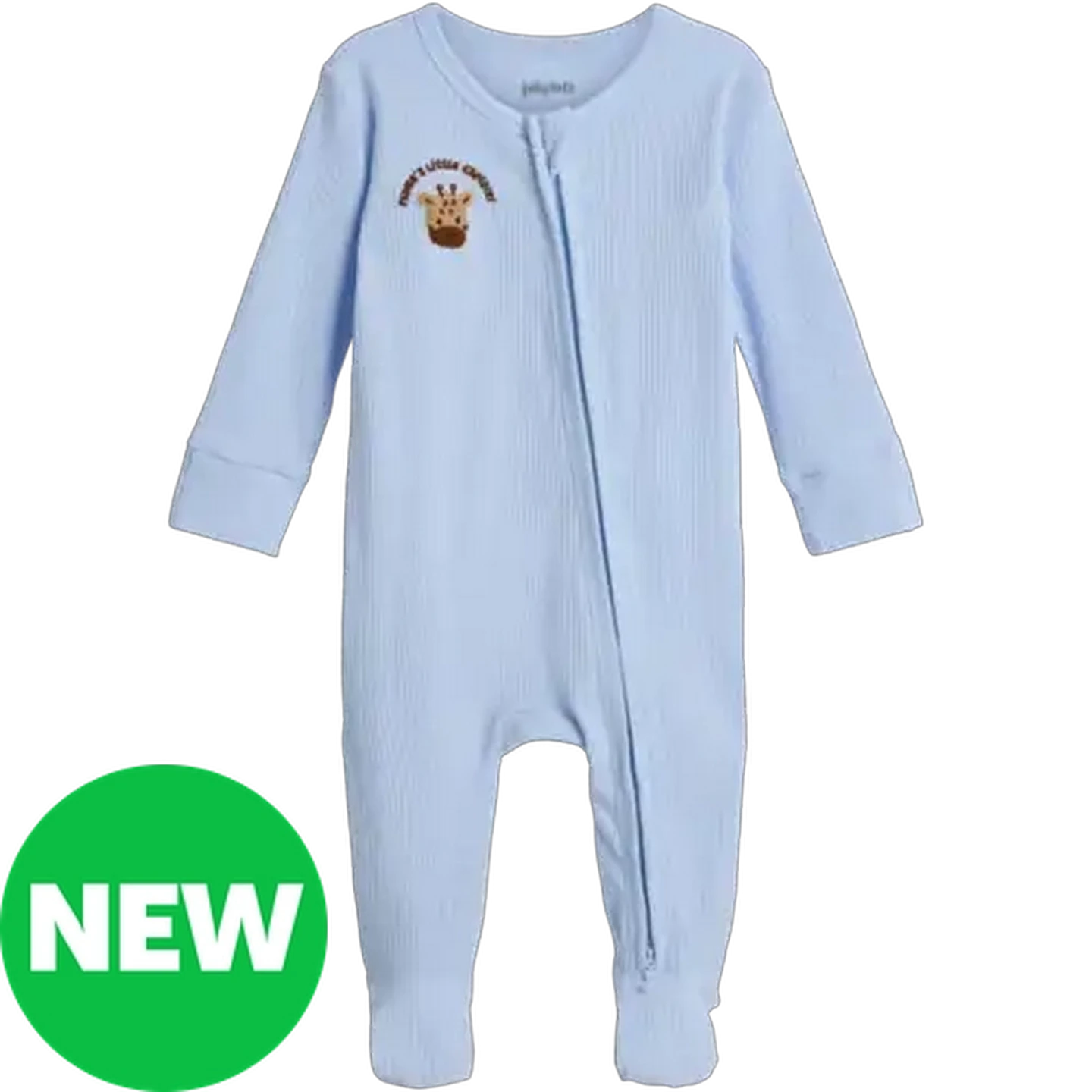 Image of Jolly Tots Basics Blue Ribbed Sleepsuit 0 - 3 Months