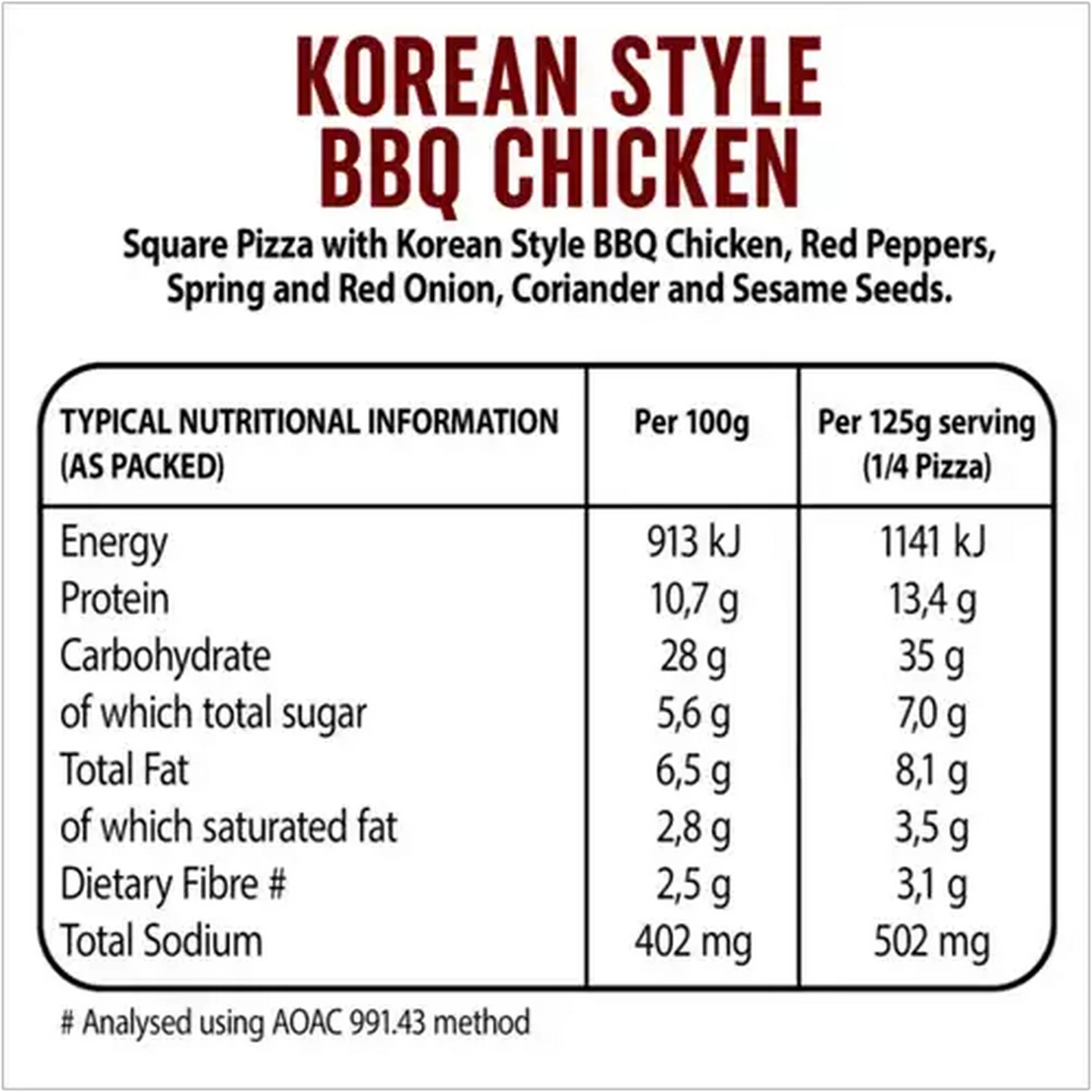 Image of Dr. Oetker Frozen Korean Style BBQ Chicken Pizza 500g 