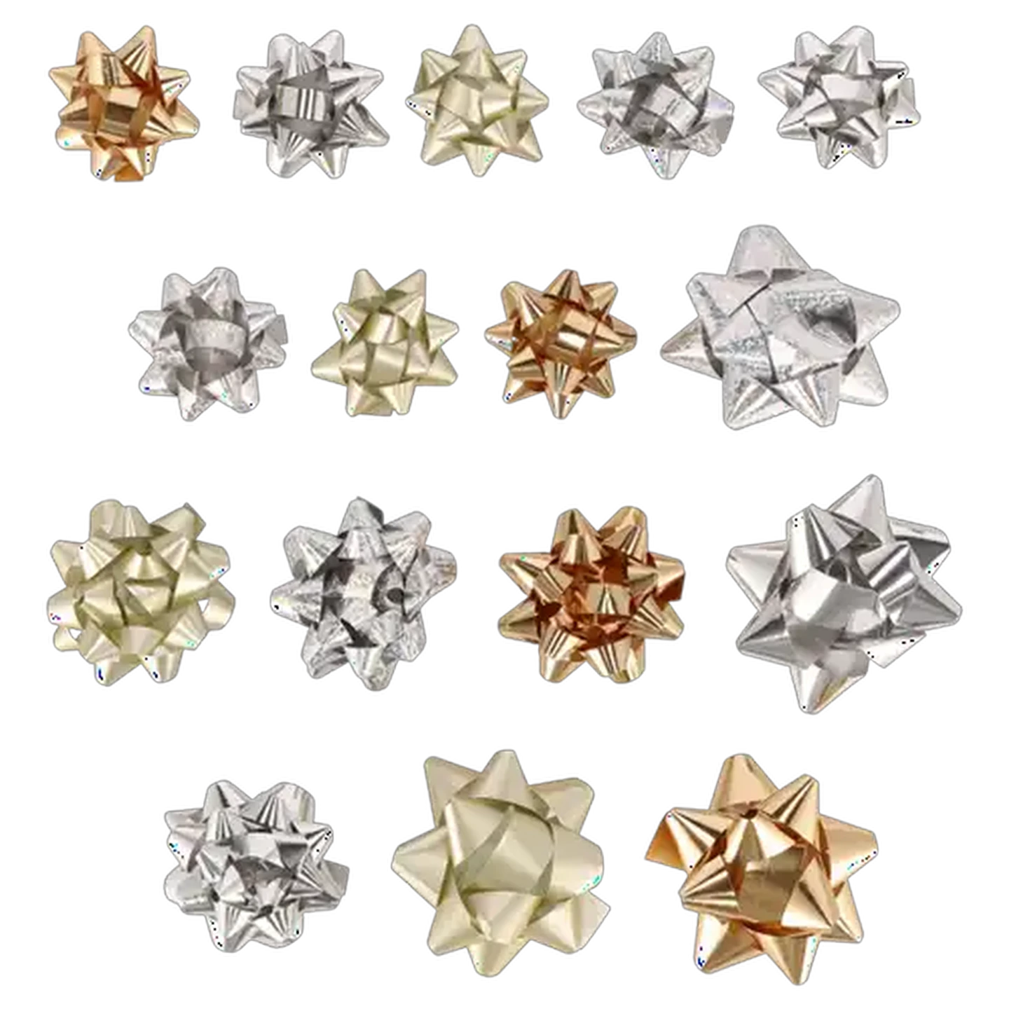 Image of North Pole Silver & Gold Metallic Christmas Gift Bows 16-Pack