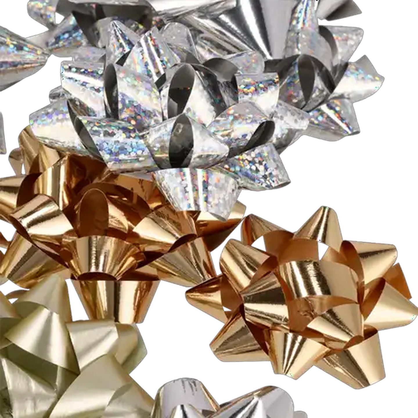 Image of North Pole Silver & Gold Metallic Christmas Gift Bows 16-Pack