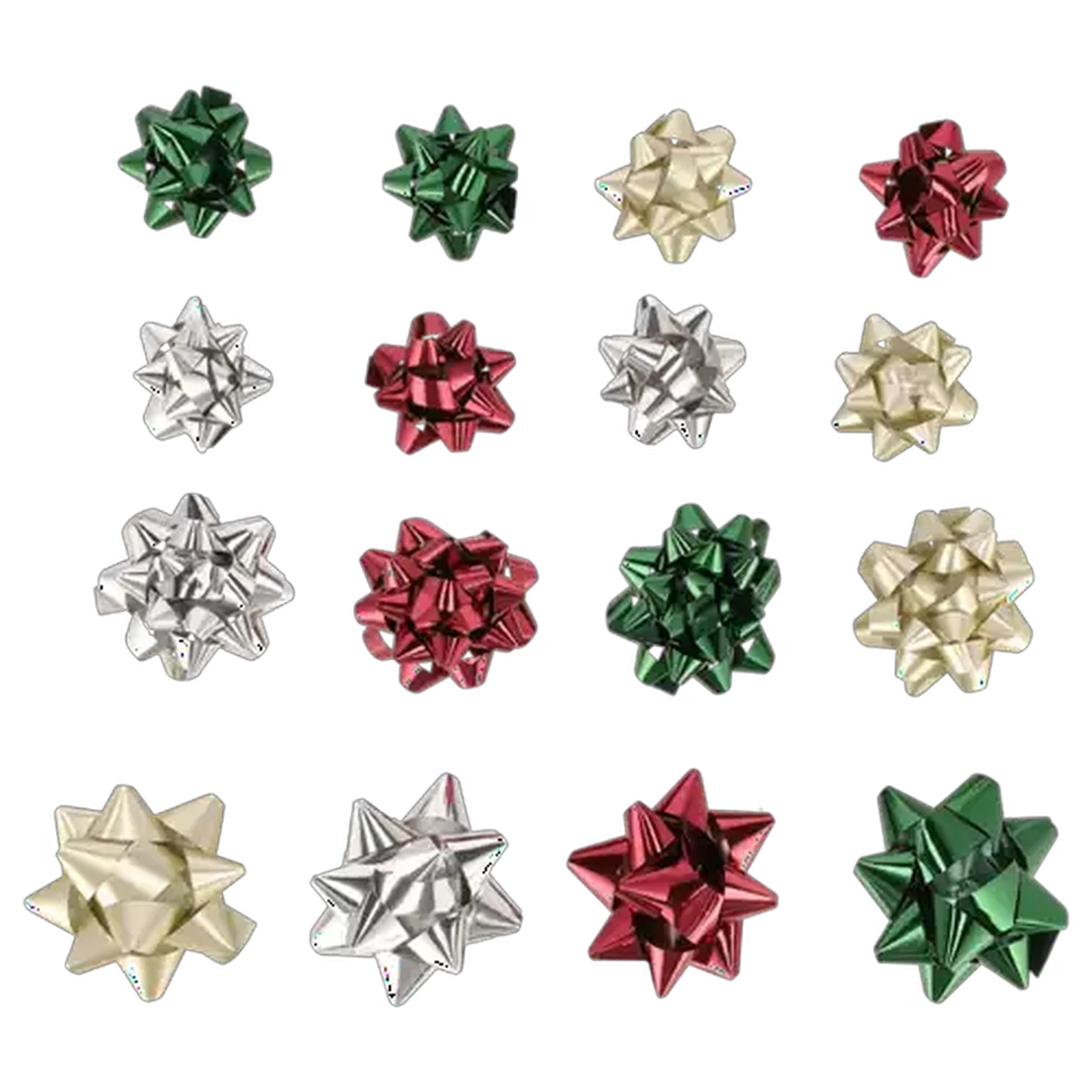 Image of North Pole Multicoloured Metallic Christmas Gift Bows 16-Piece