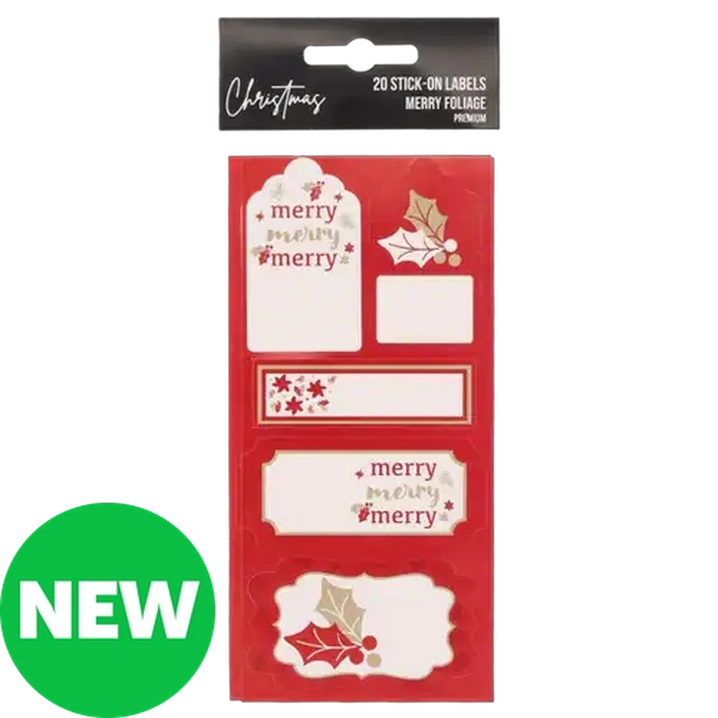 Image of Merry Foliage Stick-On Christmas Labels 20-Pack