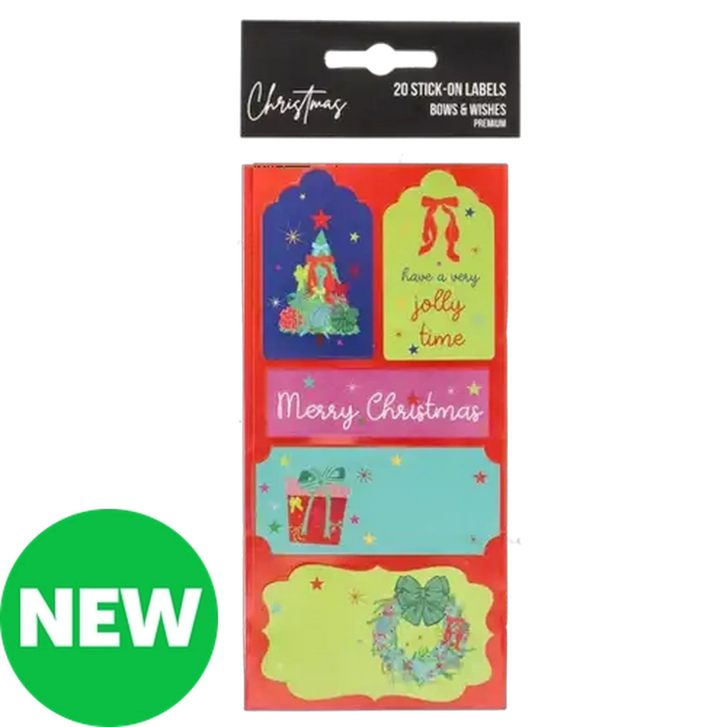 Image of Bows & Wishes Stick-On Christmas Labels 20-Pack