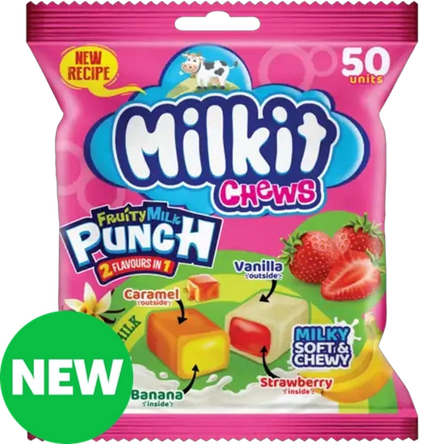 Image of Milkit 2-in-1 Fruity Milk Punch Chews 50-Pack 
