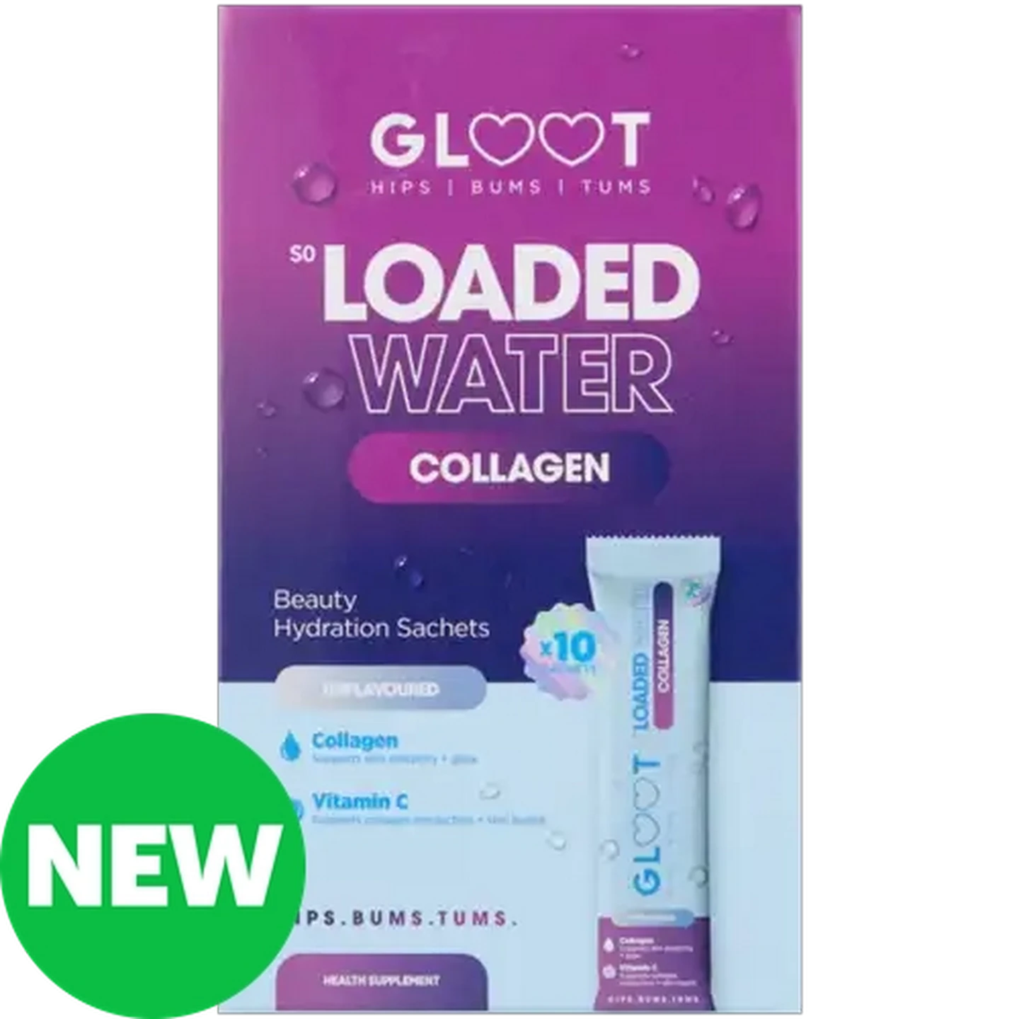Image of Gloot Unflavoured Loaded Water Collagen 10-Pack 