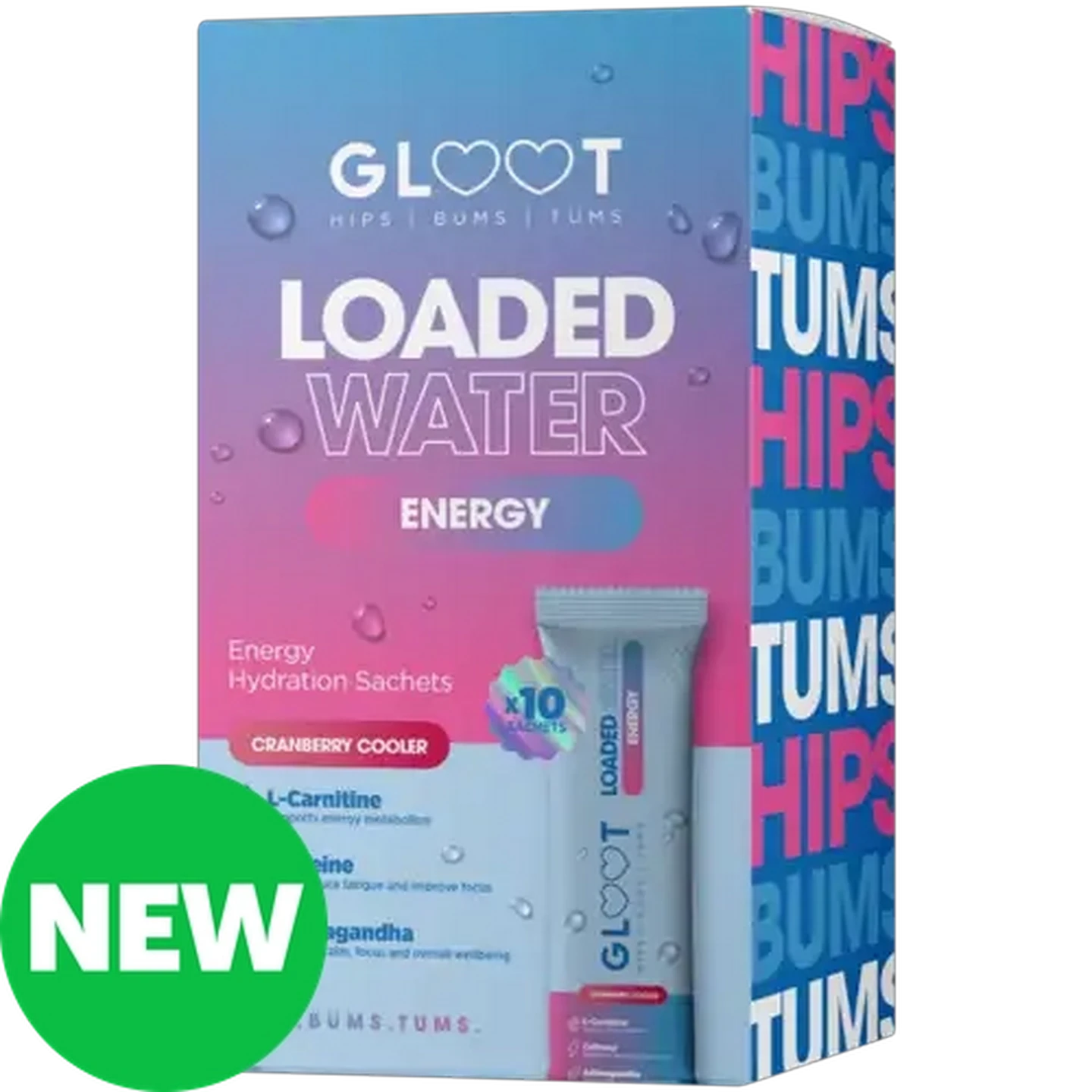 Image of Gloot Cranberry Cooler Loaded Water Energy 10-Pack 