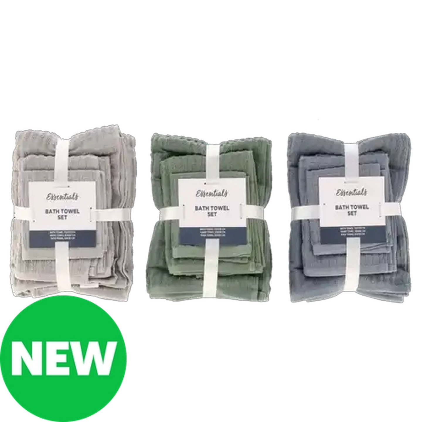 Image of Essentials Jacquard Bath Towel Set 3-Pack (Colour May Vary) 