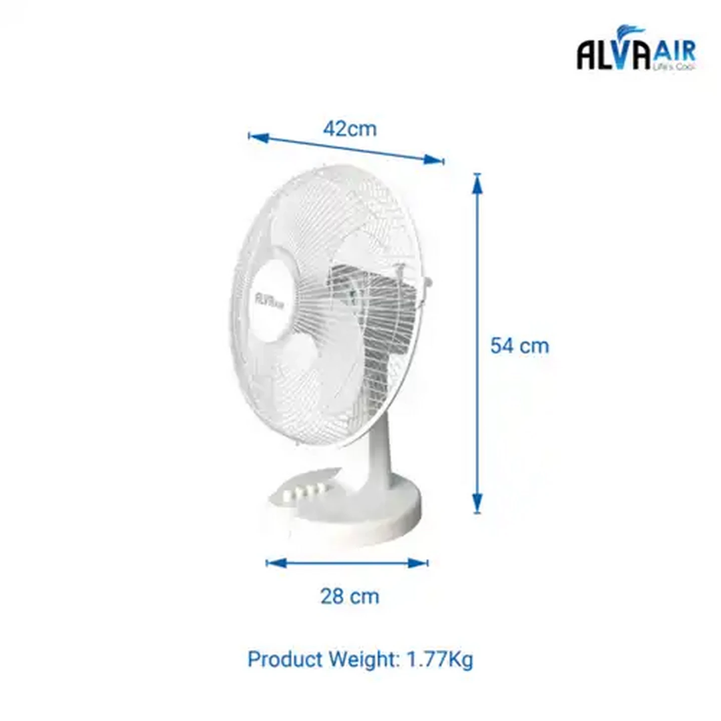 Image of Alva Air White Plastic Desk Fan 45W (40cm)
