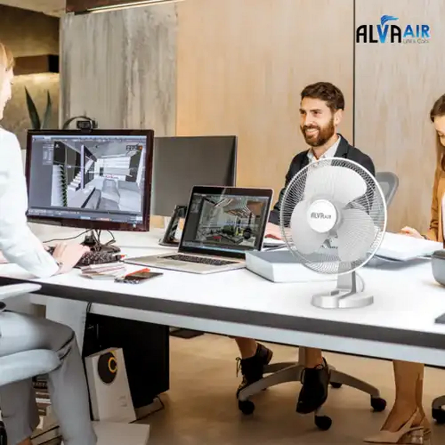 Image of Alva Air White Plastic Desk Fan 45W (40cm)
