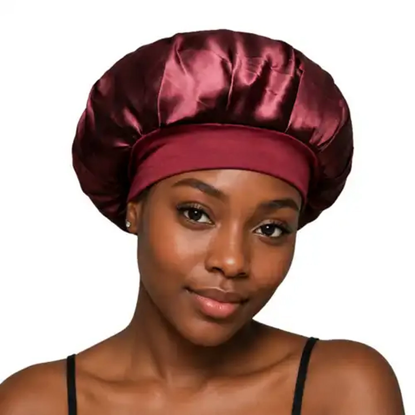 Image of Mhle Burgundy Adjustable Satin Bonnet 2 Pack XL