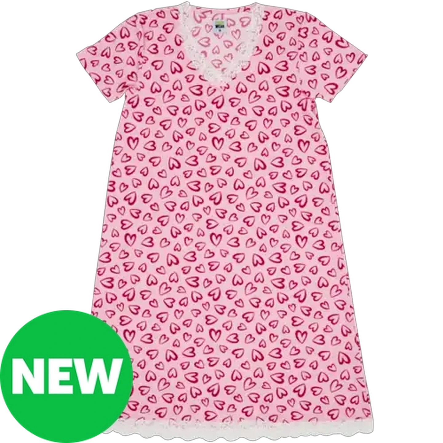 Image of Every Wear Ladies Pink Hearts Sleep Dress XL