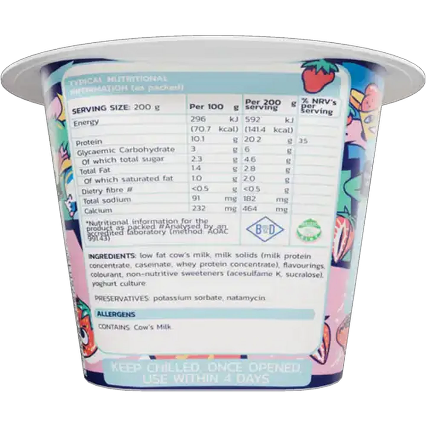 Image of METALAB High Protein Strawberry Flavoured Low Fat Yoghurt 200g