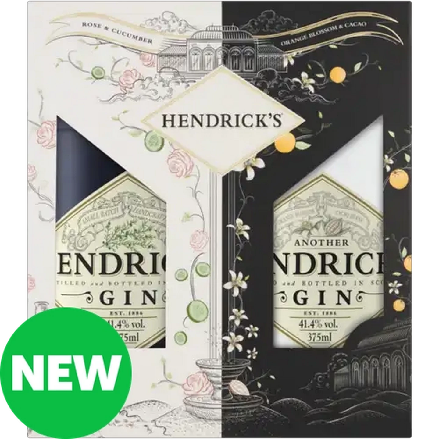 Image of Hendrick’s Rose & Cucumber Gin & Orange Blossom & Cacao Gin Gift Set 2 x 375ml 