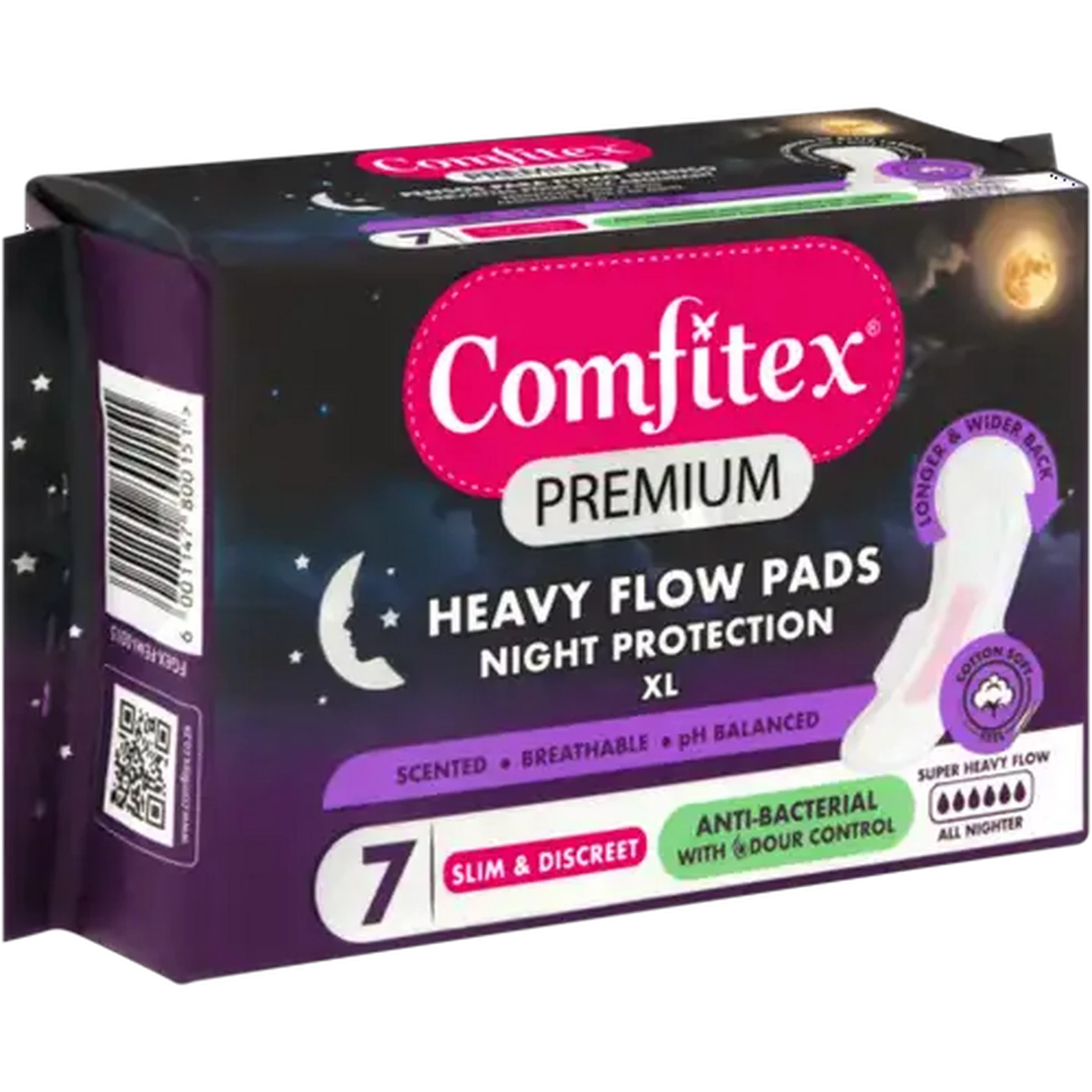 Image of Comfitex Premium Super Heavy Flow Scented Slim & Discreet Night Protection Pads 7-Pack 