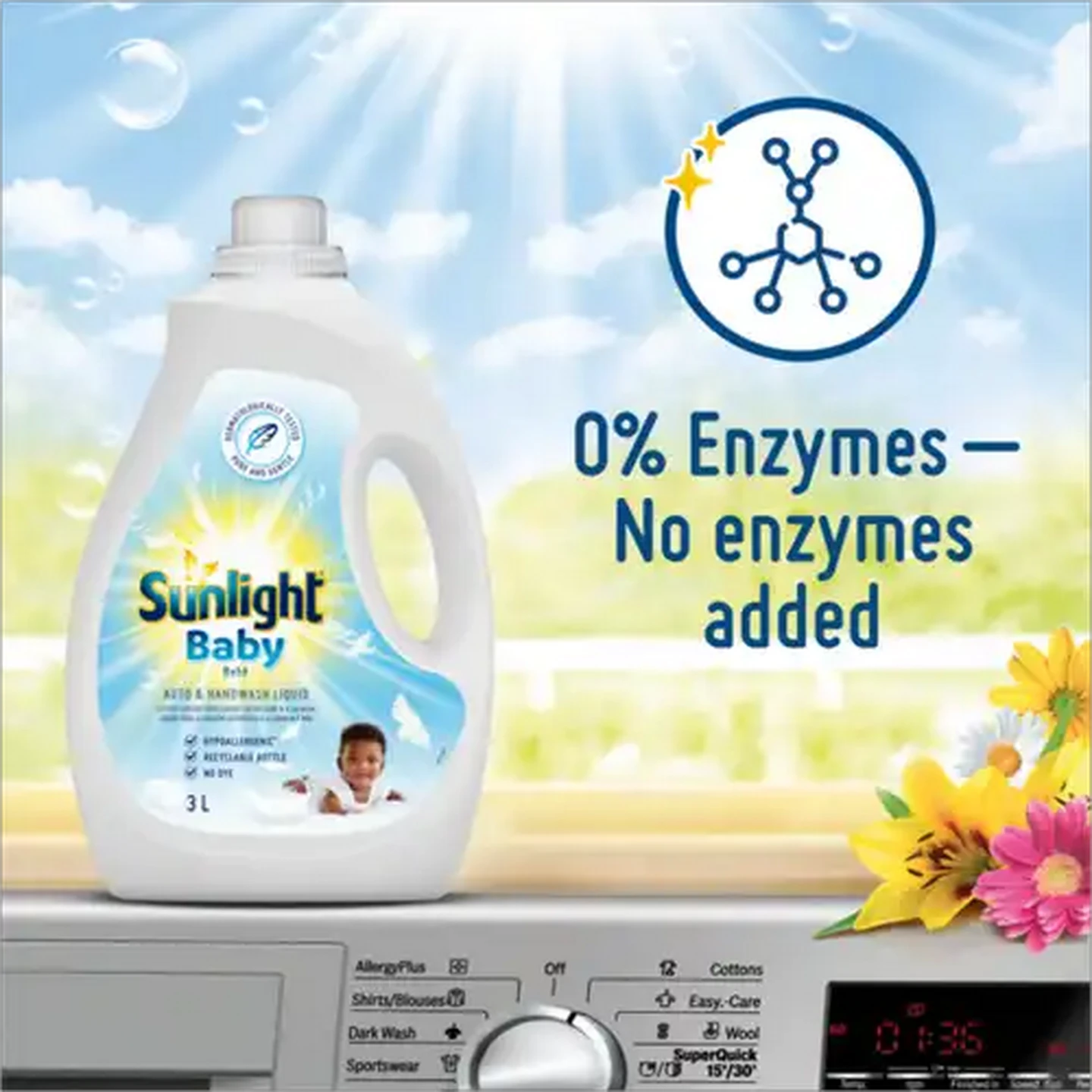 Image of Sunlight Baby Auto & Handwash Liquid Detergent 3L 