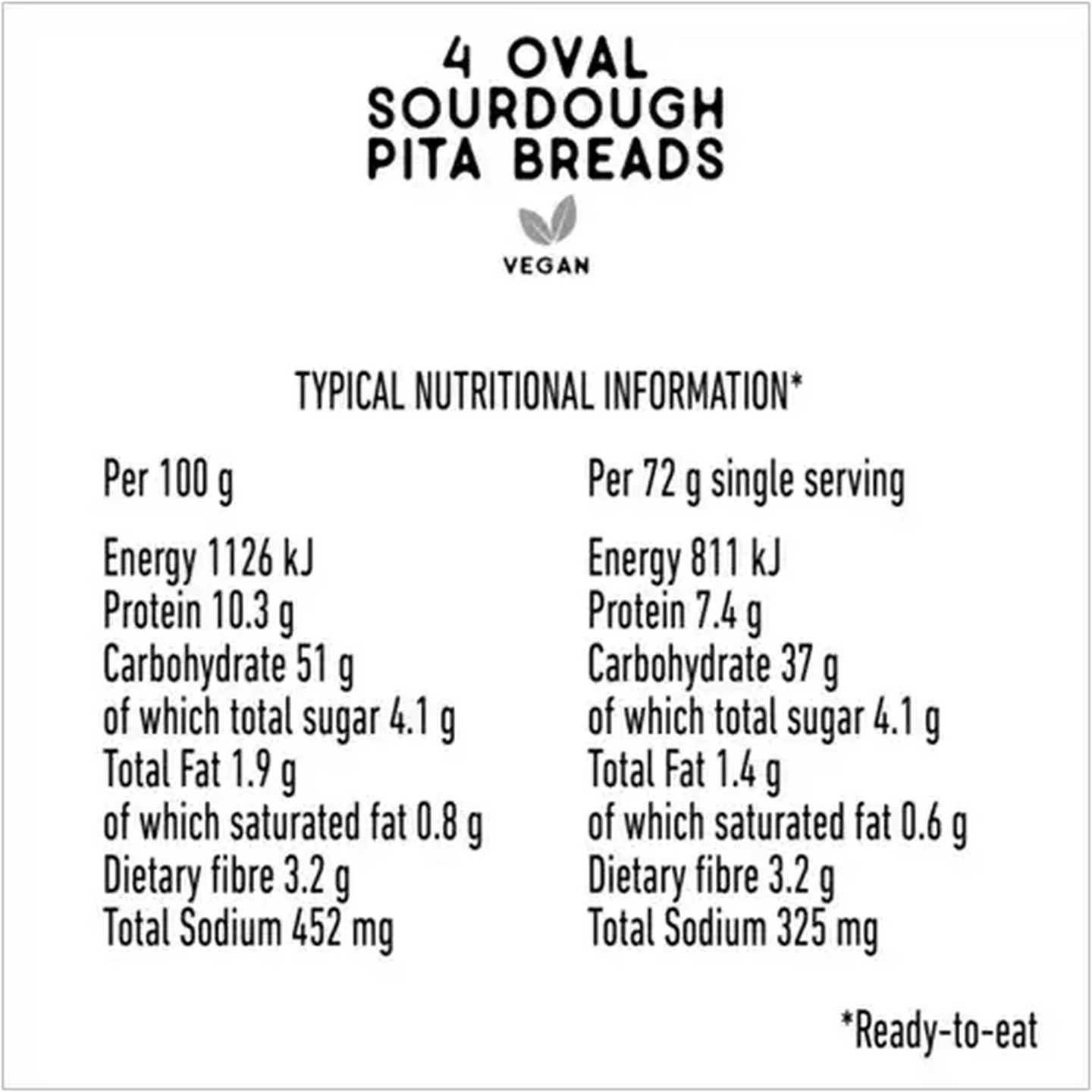 Image of The Bakery Oval Sourdough Pita Bread 4-Pack 