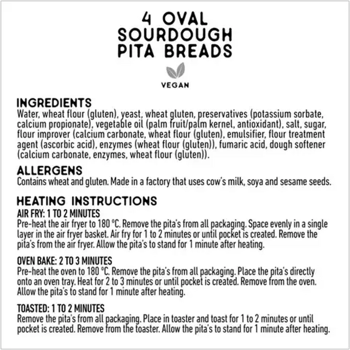 Image of The Bakery Oval Sourdough Pita Bread 4-Pack 