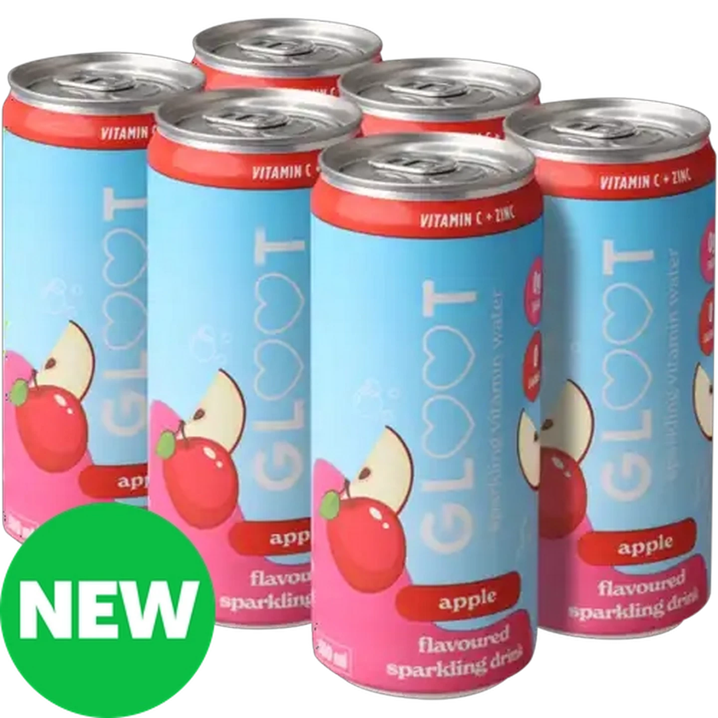 Image of Gloot Apple Flavoured Sparkling Vitamin Water 6 x 300ml 