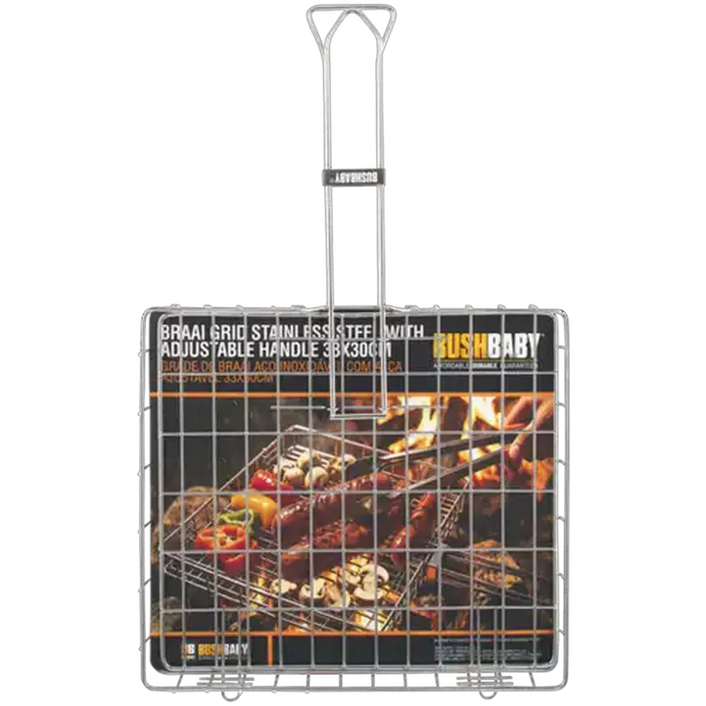 Image of Bush Baby Stainless Steel Braai Grid with Adjustable Handle