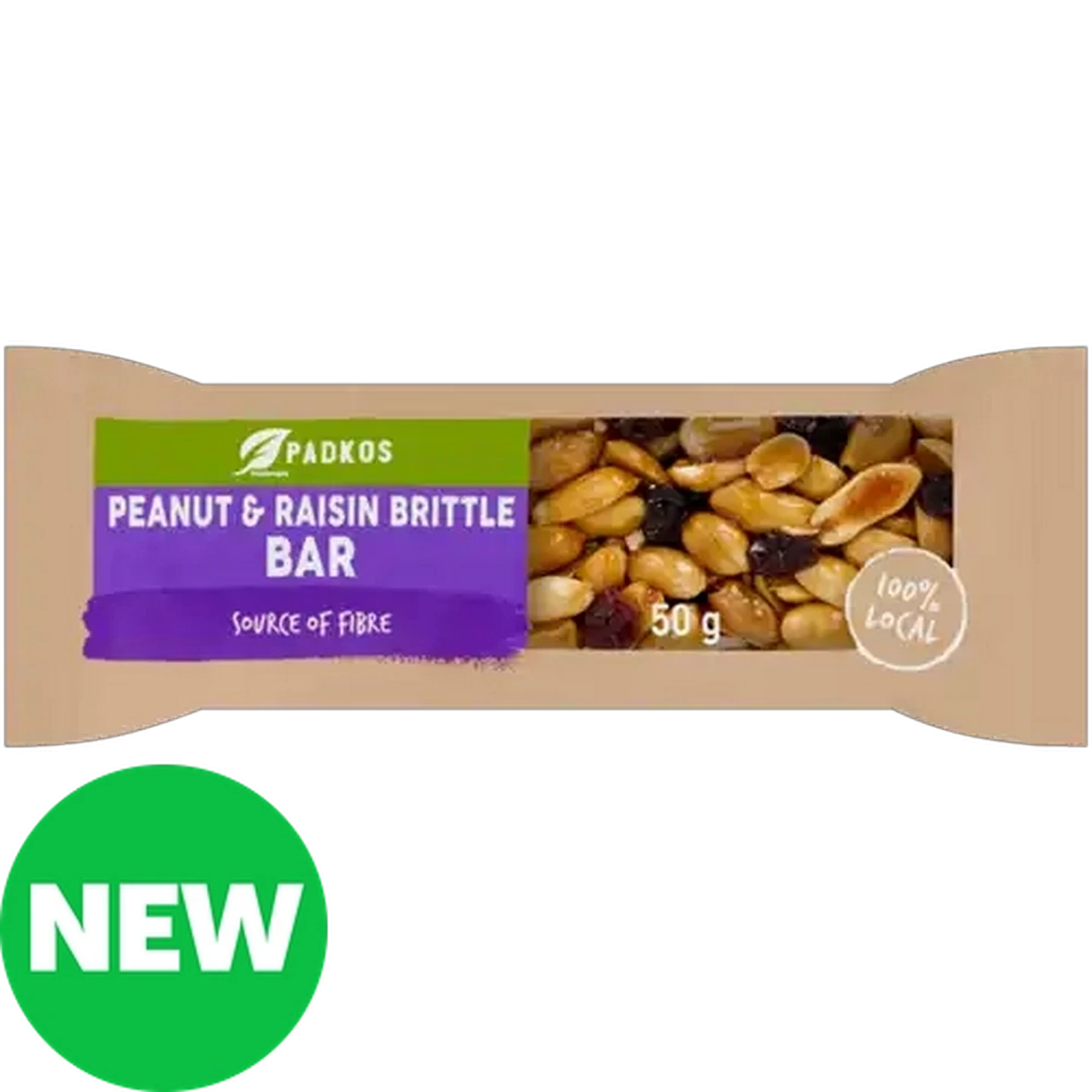 Image of Padkos Peanut & Raisin Brittle Bar 50g 