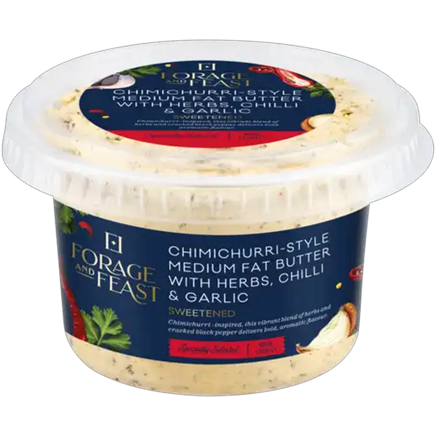 Image of Forage And Feast Chimichurri-Style Medium Fat Butter with Herbs, Chilli & Garlic 160g 