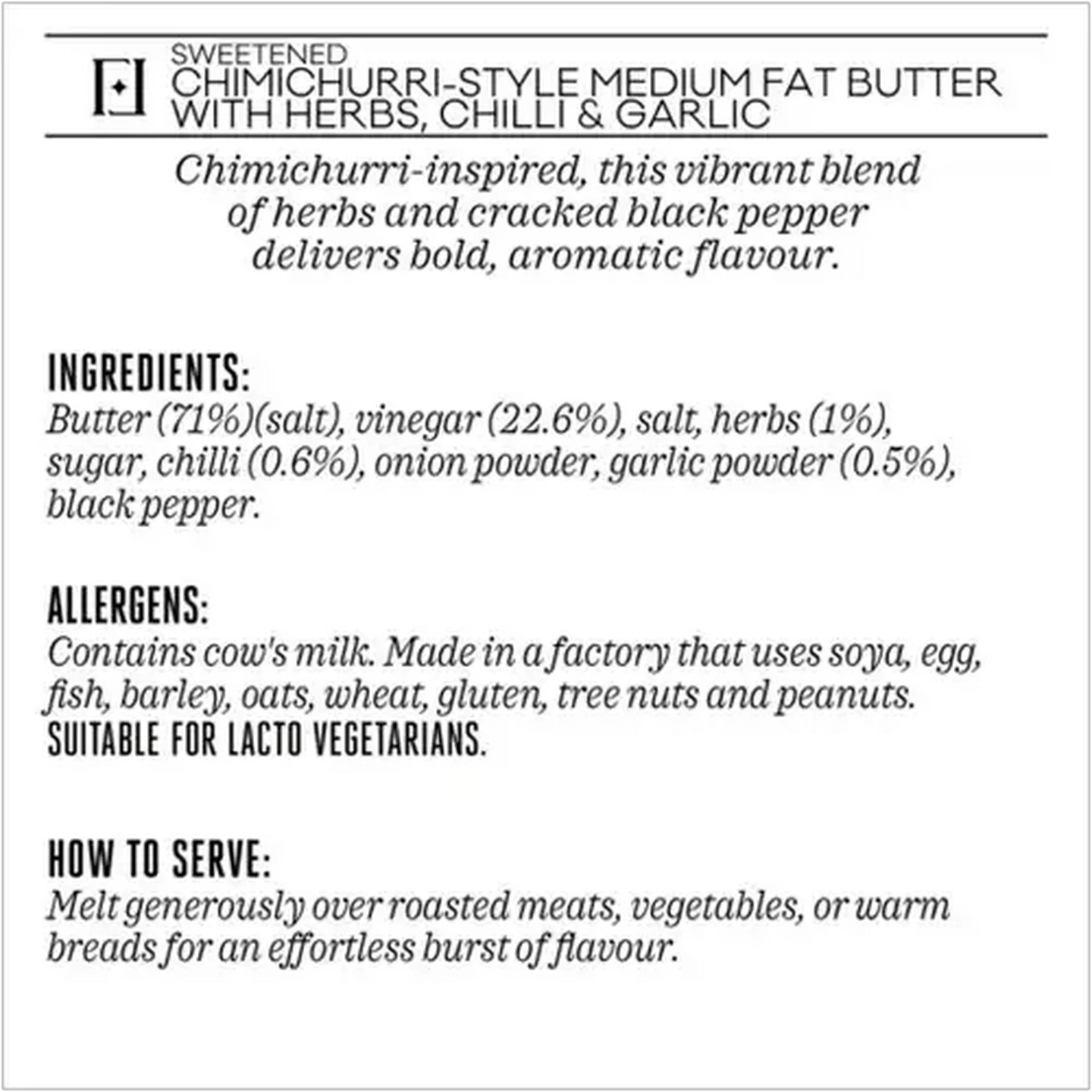 Image of Forage And Feast Chimichurri-Style Medium Fat Butter with Herbs, Chilli & Garlic 160g 