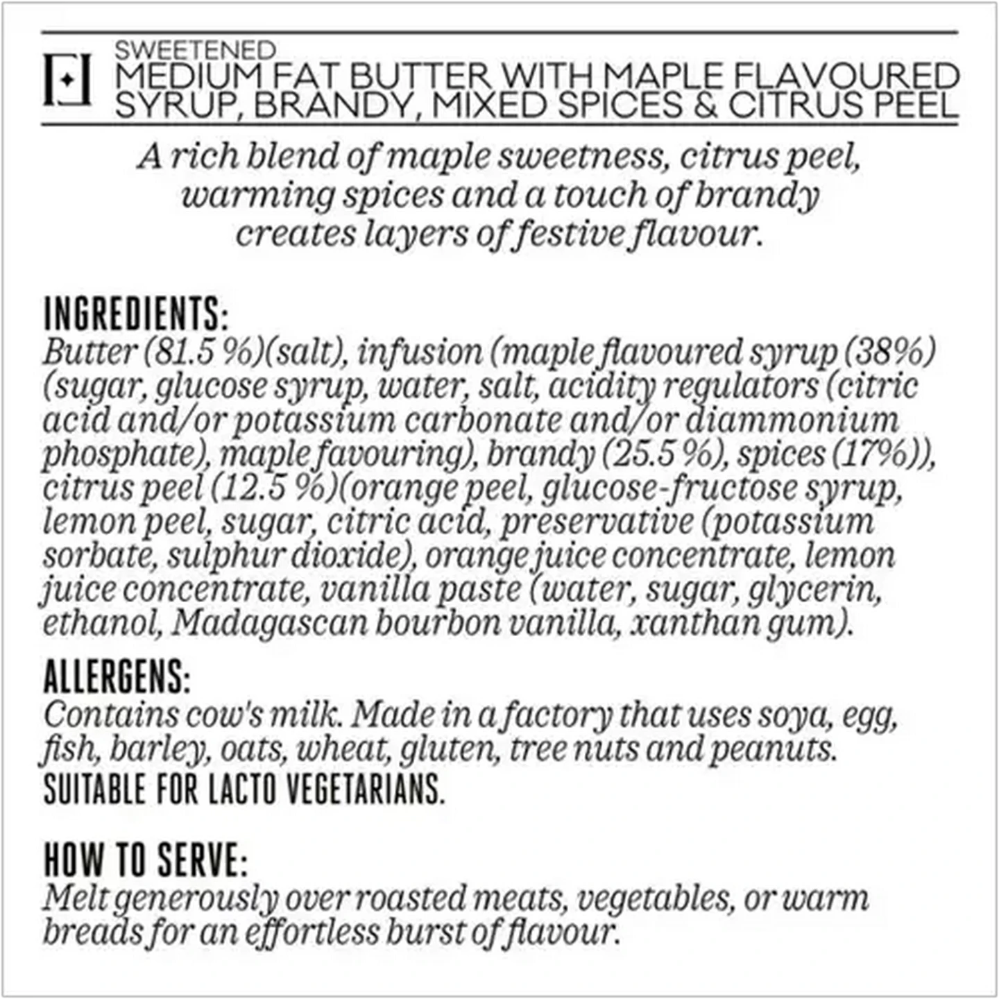 Image of Forage And Feast Medium Fat Butter with Maple Flavoured Syrup, Brandy, Mixed Spices & Citrus Peel 160g 
