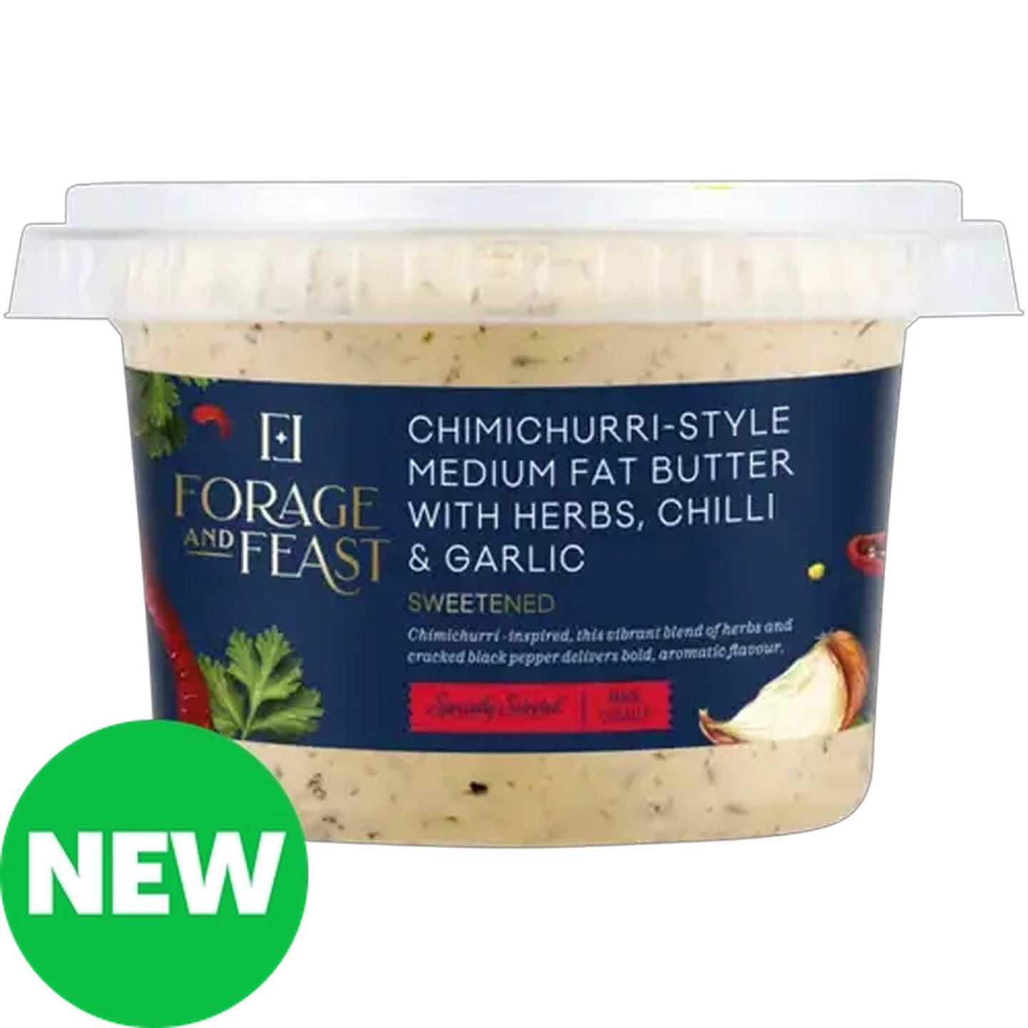 Image of Forage And Feast Chimichurri-Style Medium Fat Butter with Herbs, Chilli & Garlic 160g 