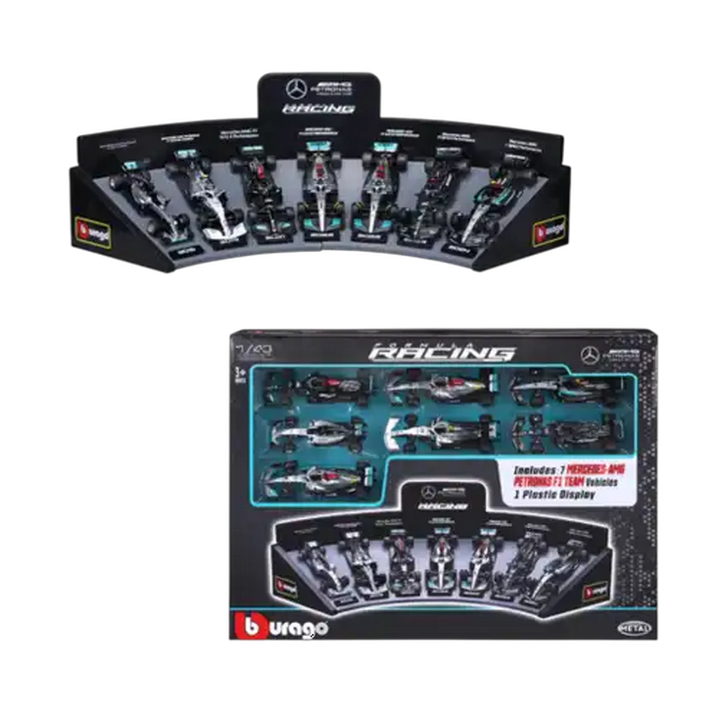 Image of Bburago F1 Mercedes-AMG Display 1:43 Scale 7-Pack