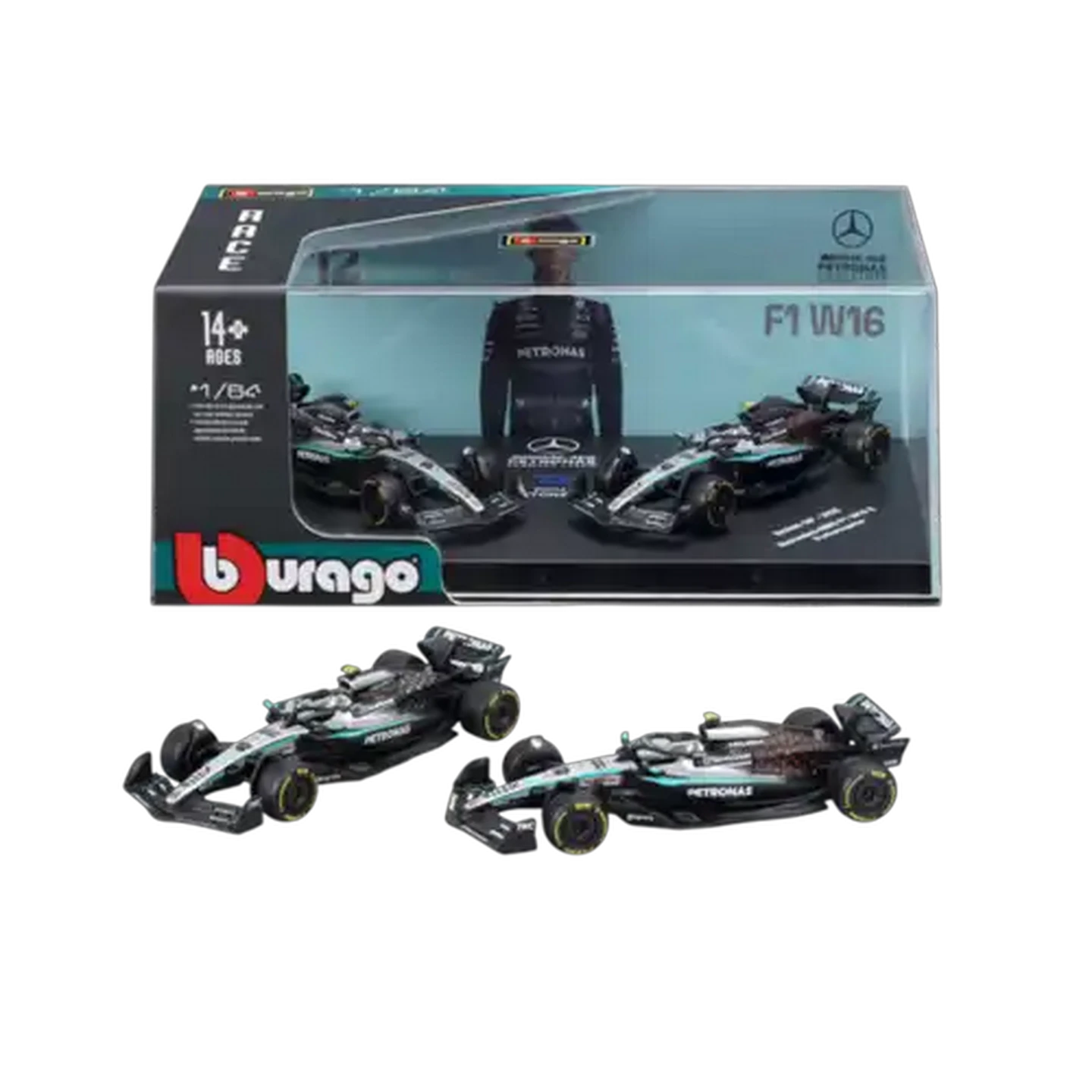 Image of Bburago F1 Mercedes-AMG Hard Case 1:64 Scale 2-Pack (Kimi Antonelli)